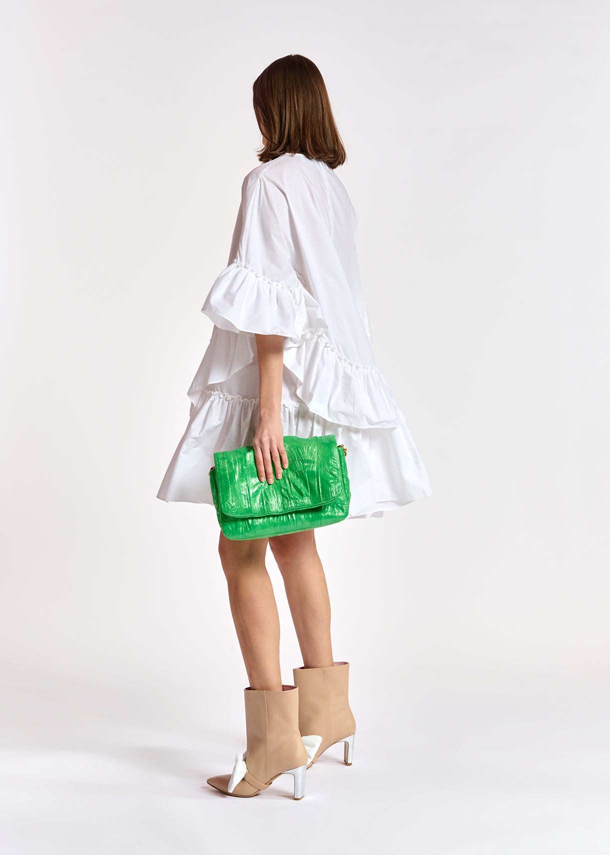 White ruffled cotton dress RE—SSENTIEL | Essentiel second hand