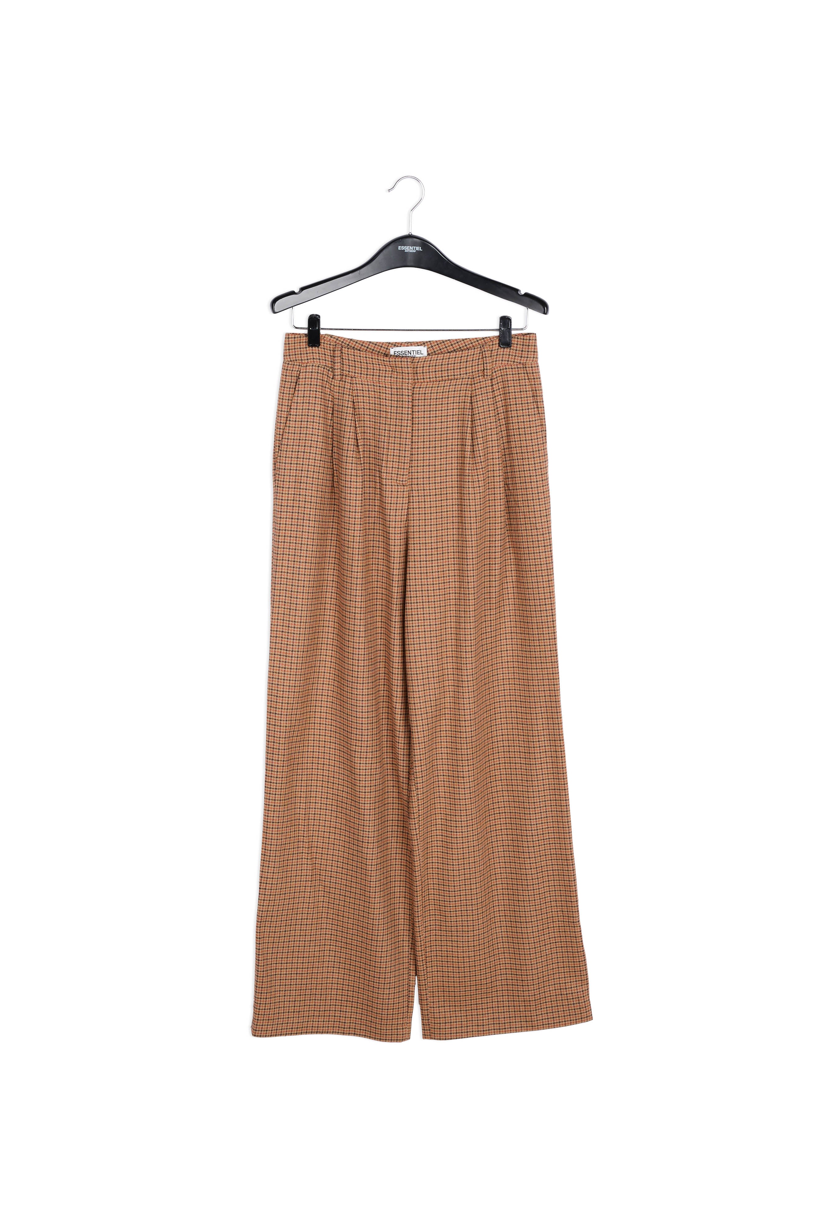 Brown checked wide-leg pants RE—SSENTIEL | Essentiel second hand