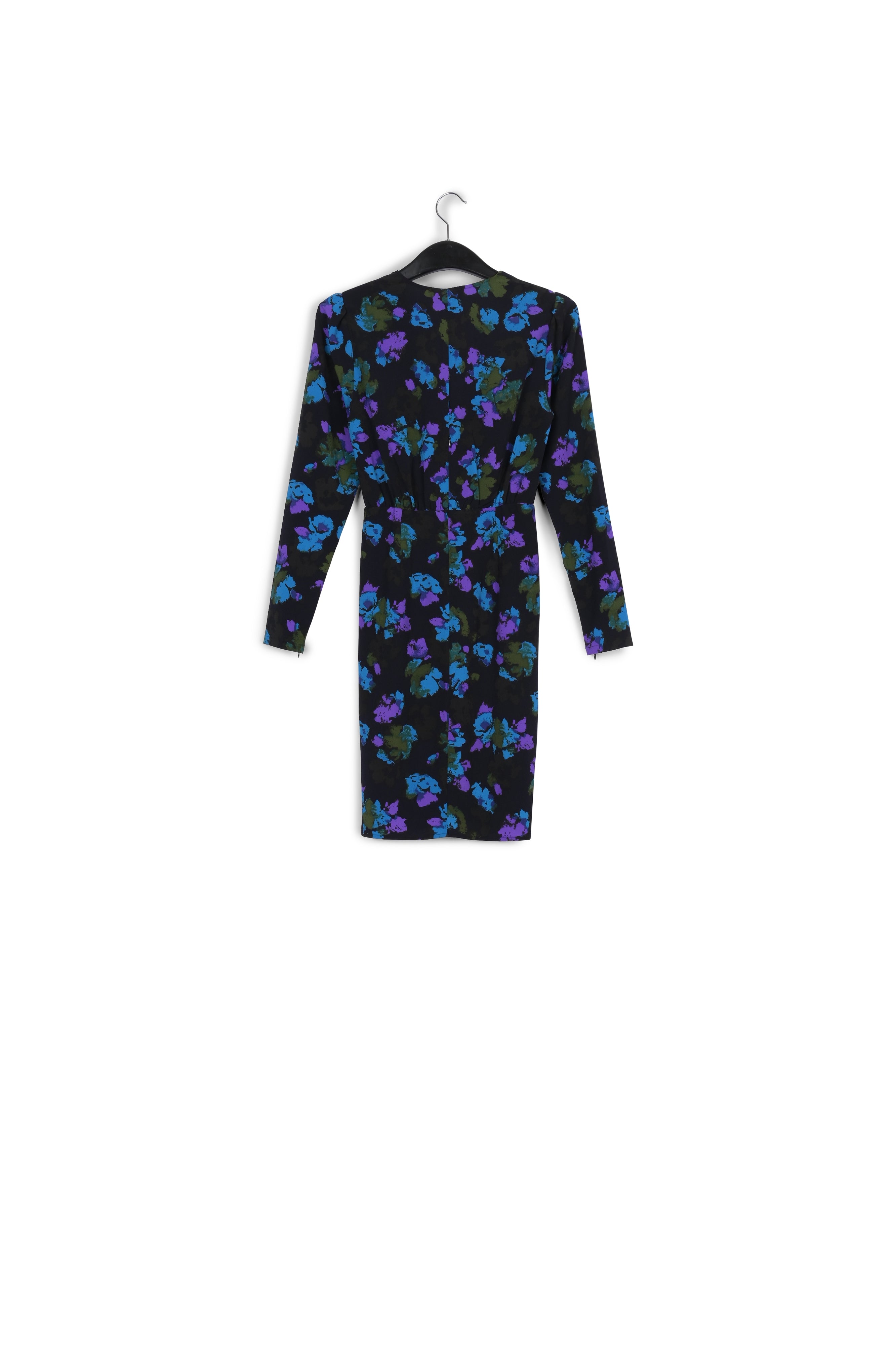 Zwarte en rode midi-jurk met wikkeleffect RE—SSENTIEL | Essentiel second hand