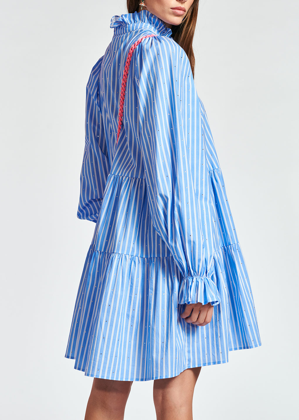 Light blue striped cotton-poplin mini dress RE—SSENTIEL | Essentiel second hand