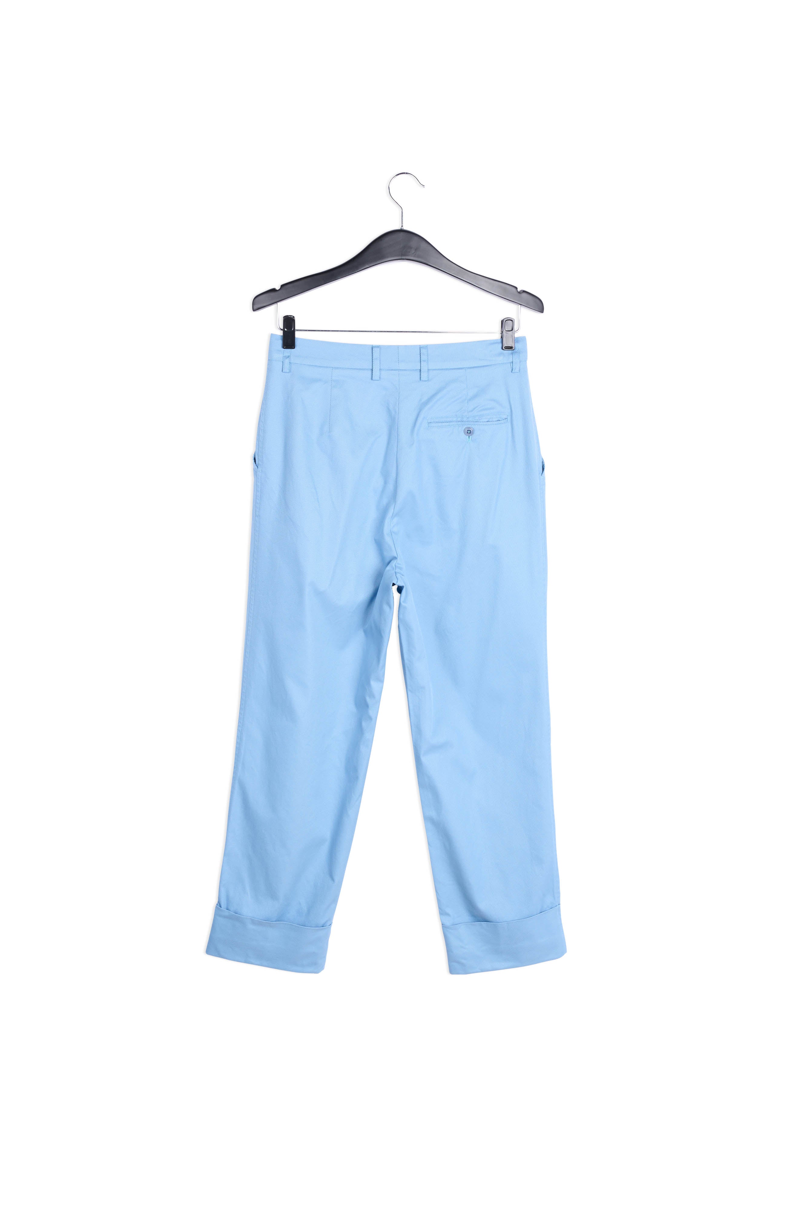 Lichtblauwe katoenmix broek met rechte pijpen RE—SSENTIEL | Essentiel second hand