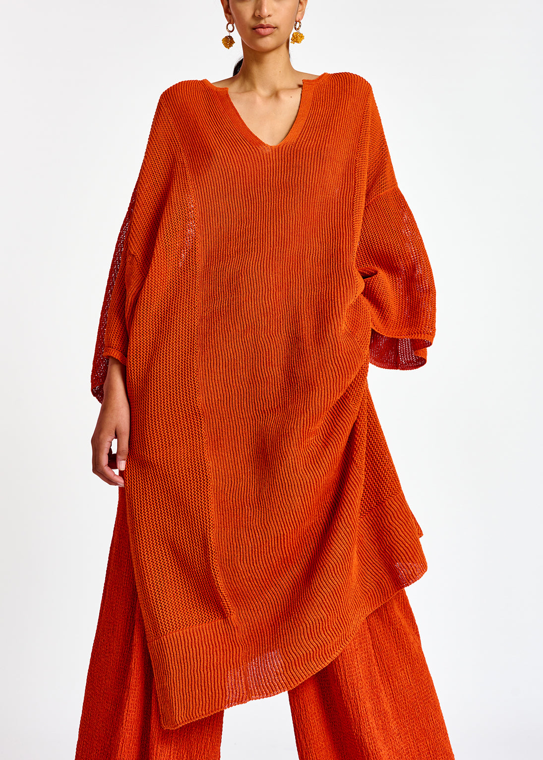 Robe caftan ample en tricot orange RE—SSENTIEL | Essentiel second hand