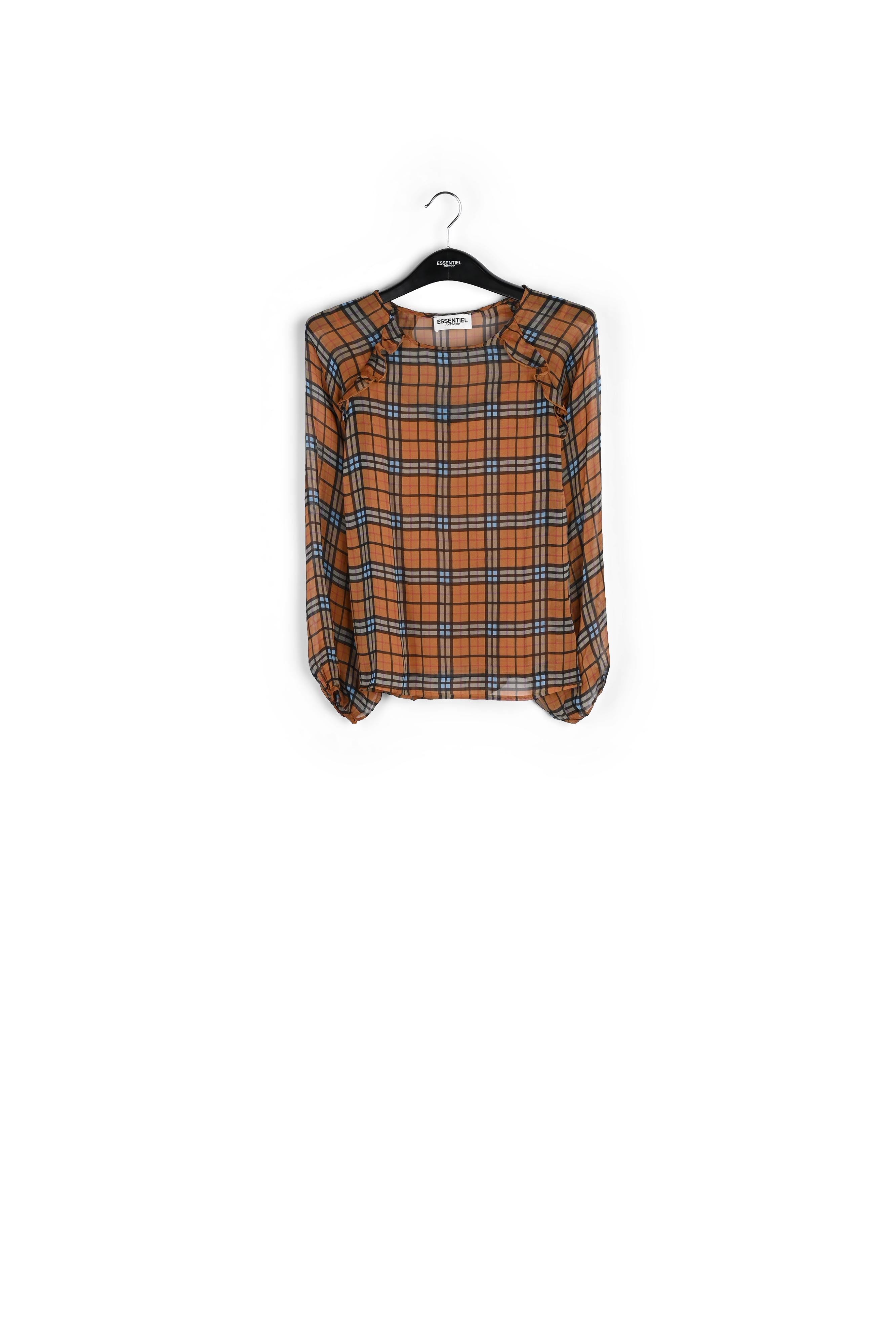 Orange check silk blouse RE—SSENTIEL | Essentiel second hand