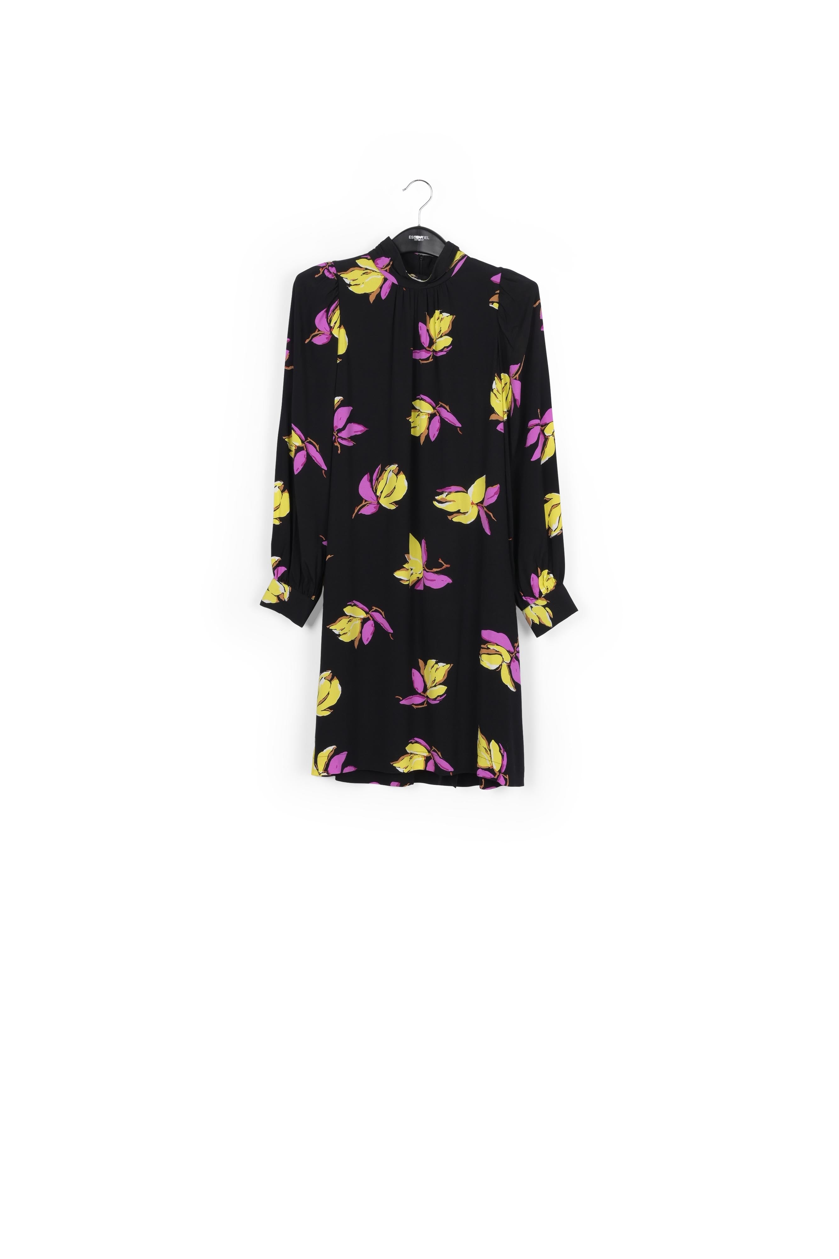 Black floral-printed mini dress RE—SSENTIEL | Essentiel second hand
