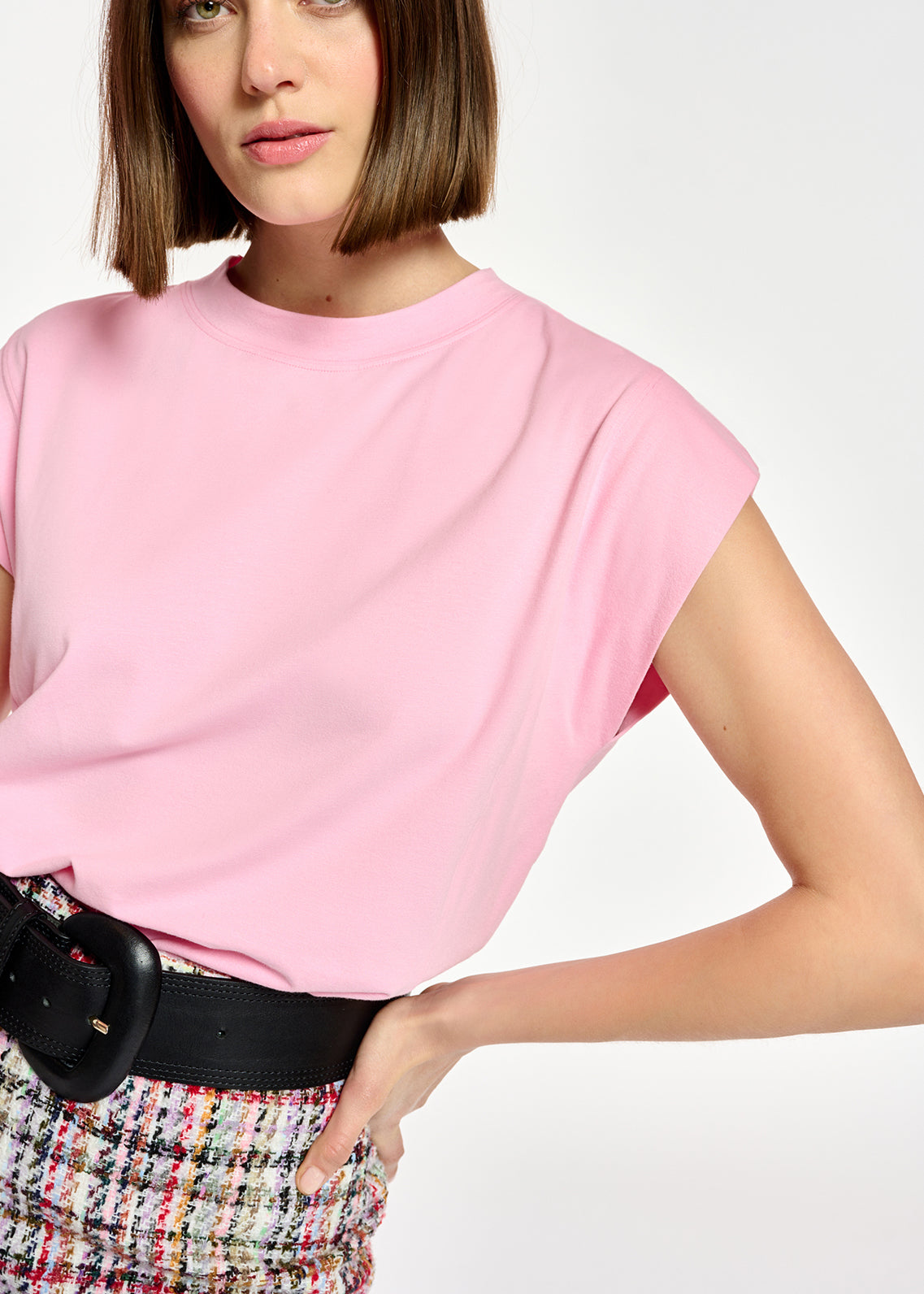 Light pink cap-sleeve T-shirt RE—SSENTIEL | Essentiel second hand