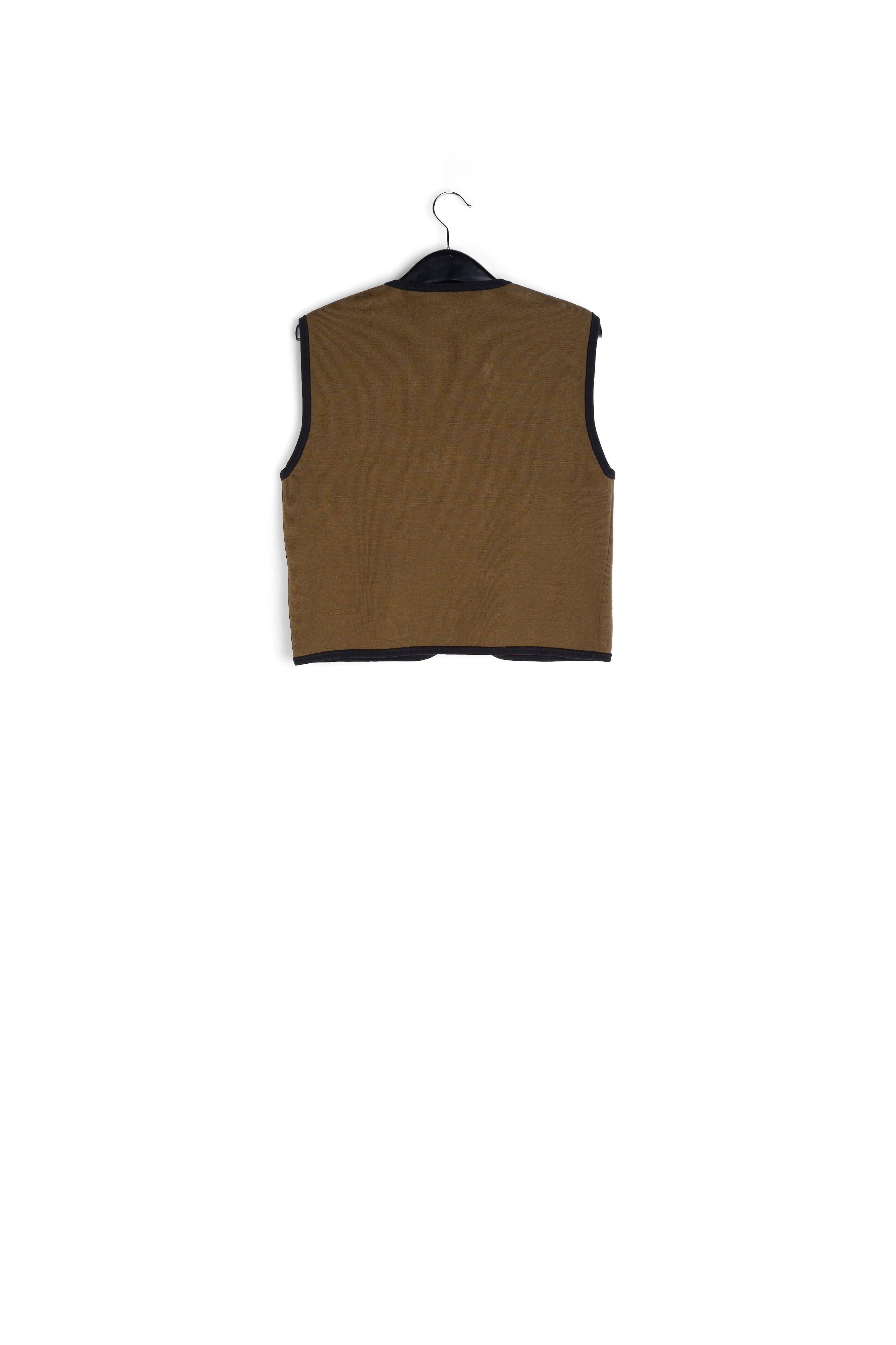 Khaki sleeveless knit jacket RE—SSENTIEL | Essentiel second hand