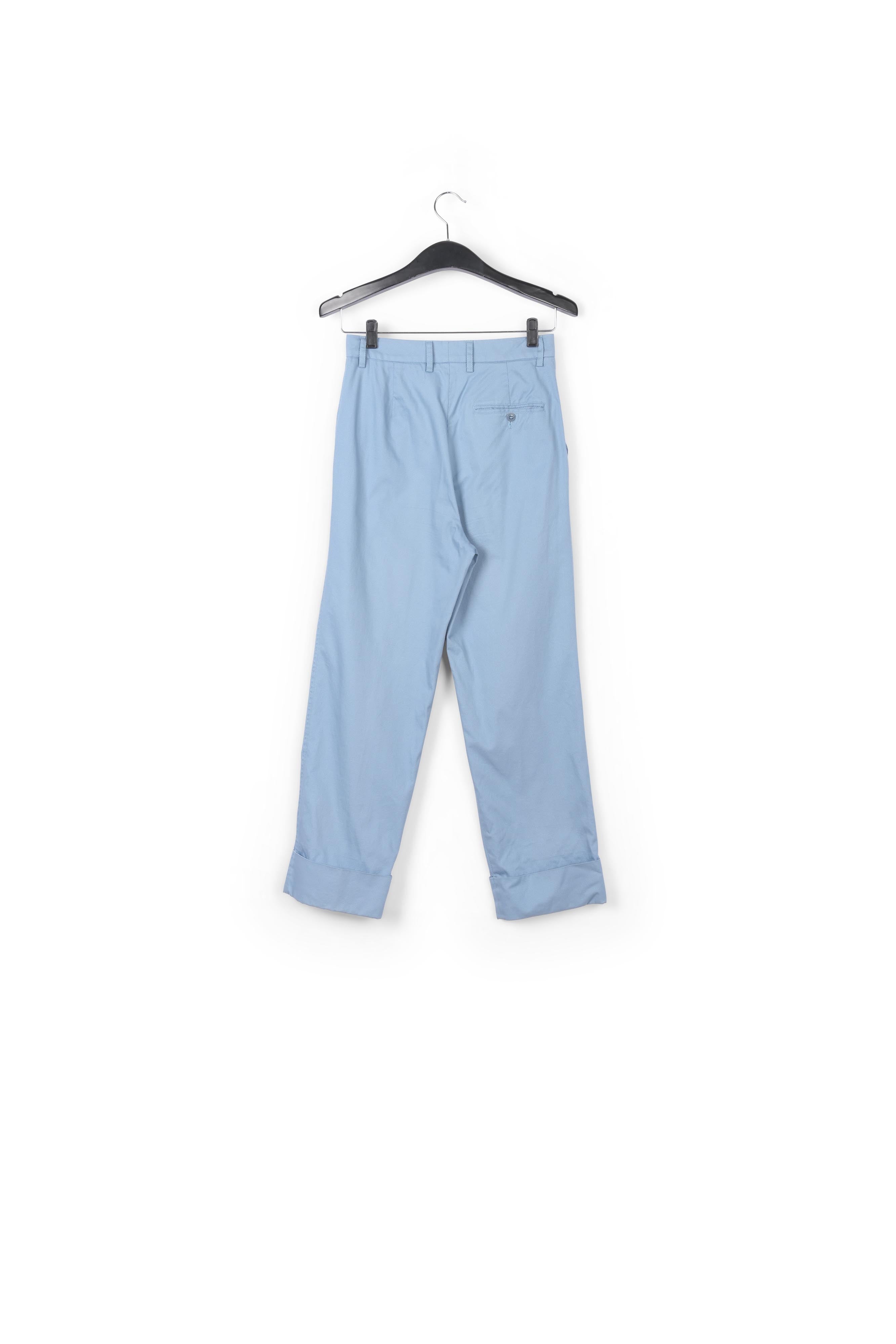 Light blue cotton-blend straight-leg pants RE—SSENTIEL | Essentiel second hand
