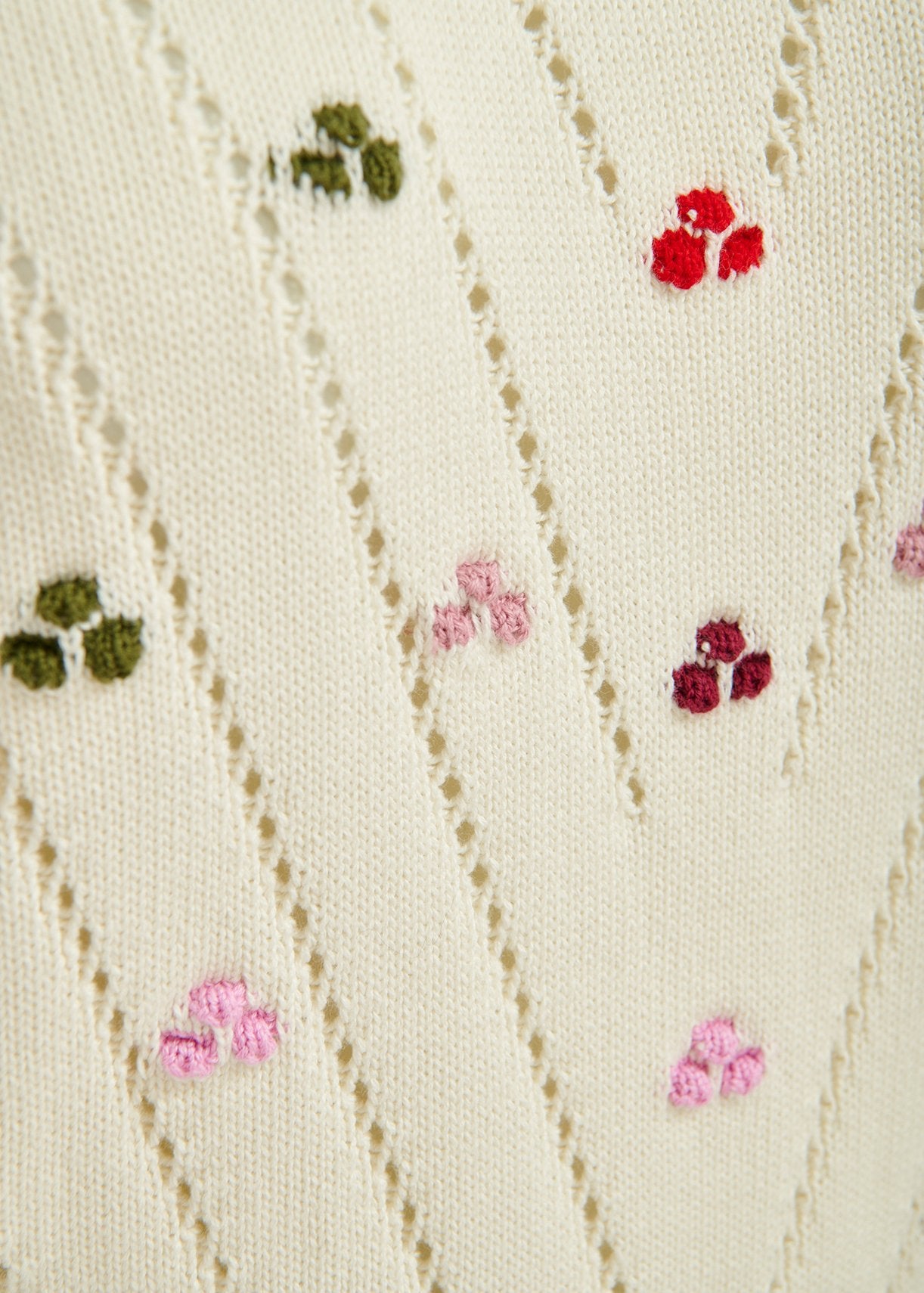 Ecru pointelle-knitted sweater with embroideries RE—SSENTIEL | Essentiel second hand