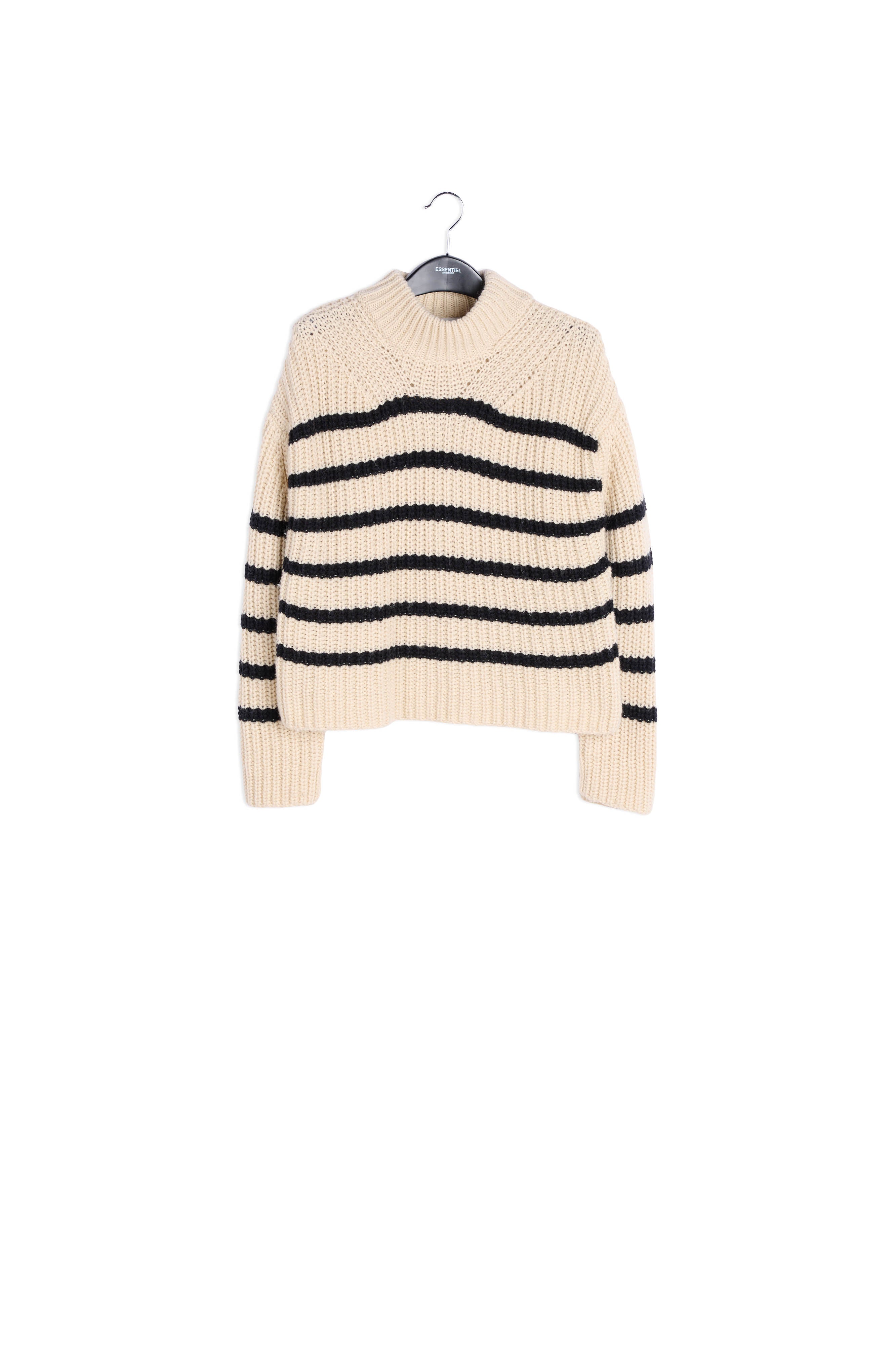 Off-white and black striped ribbed-knit sweater RE—SSENTIEL | Essentiel second hand