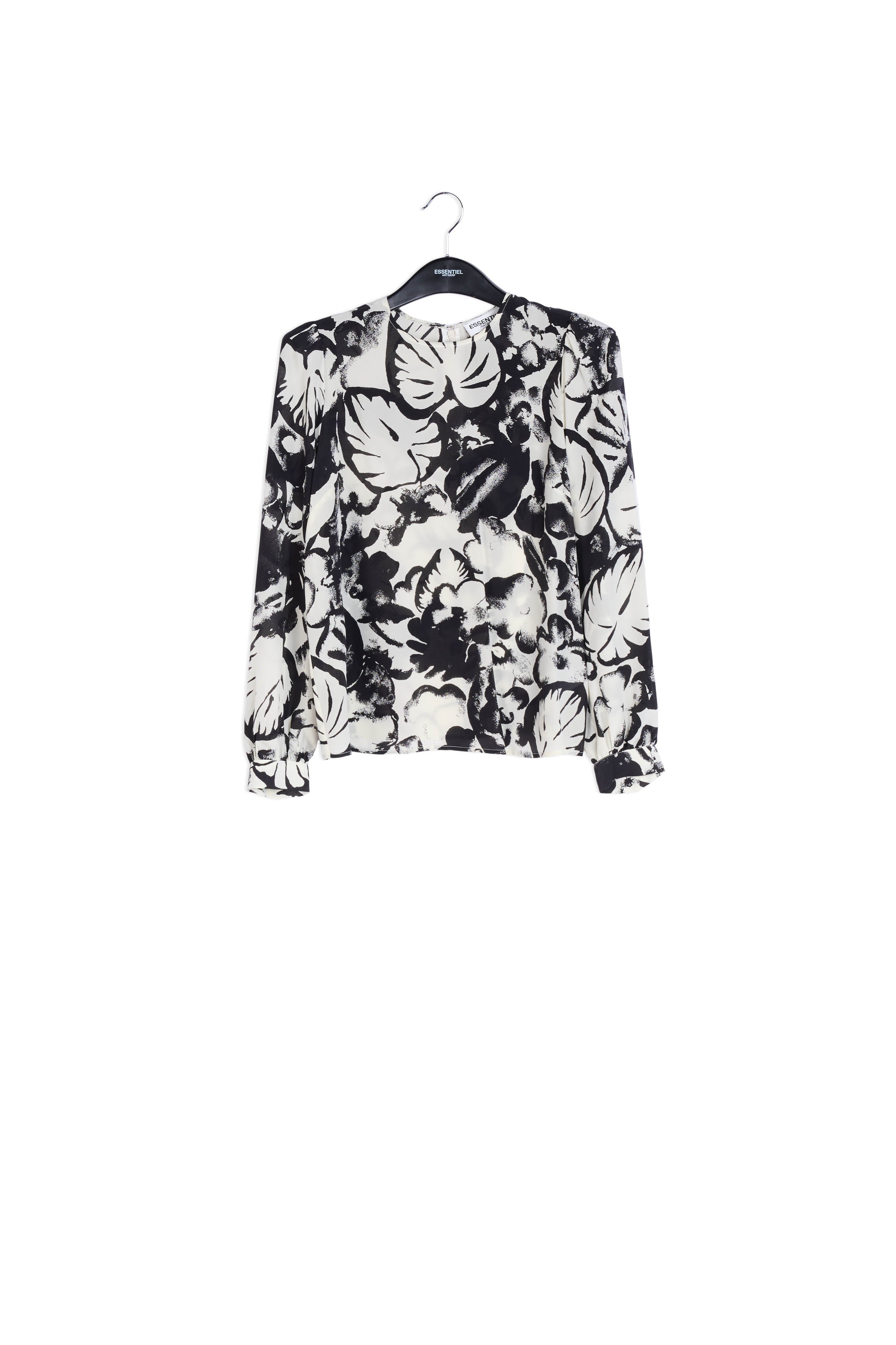 Off-white botanical-print silk blouse RE—SSENTIEL | Essentiel second hand