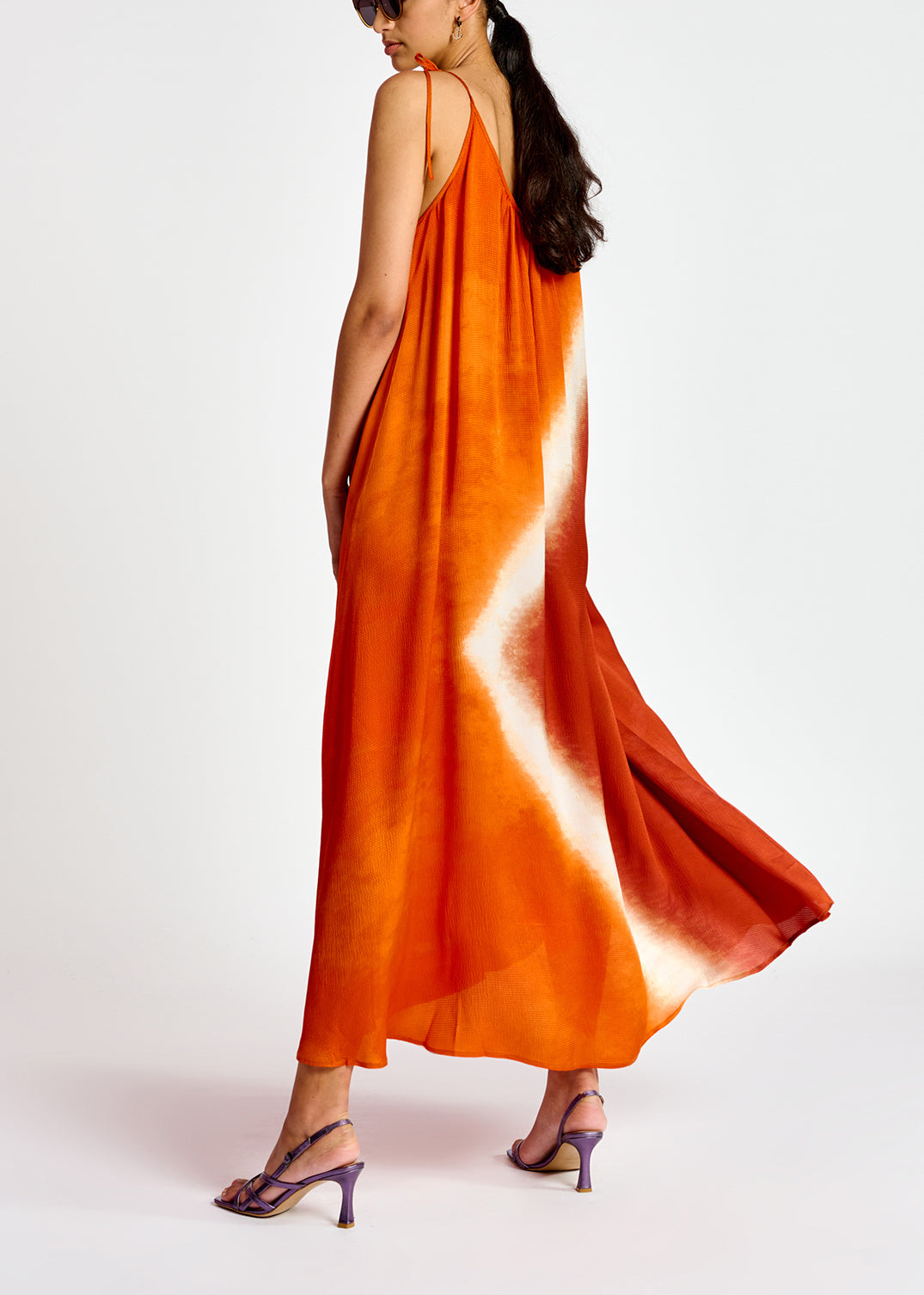 Orange strappy tie-dye maxi dress RE—SSENTIEL | Essentiel second hand