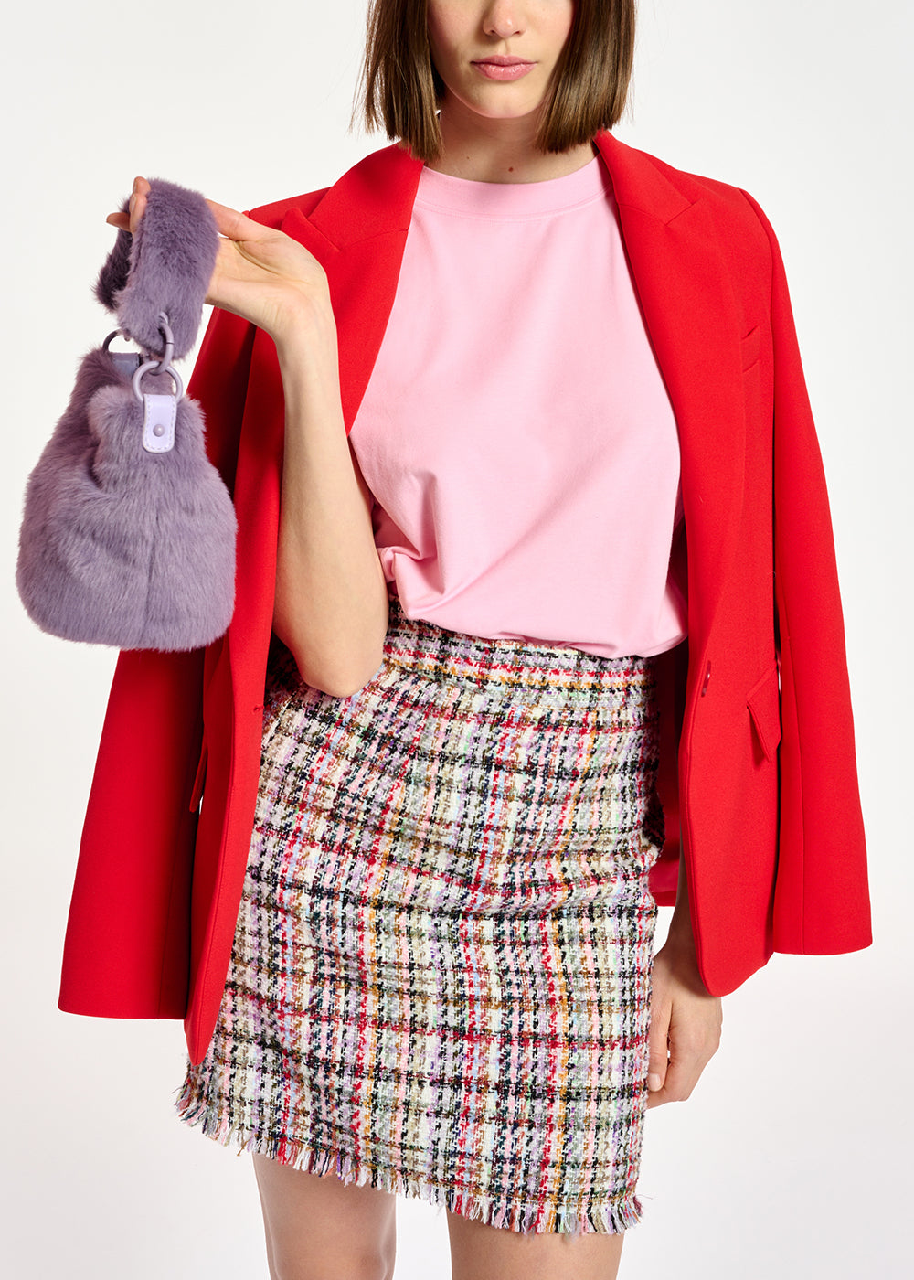 Purple faux fur mini bag RE—SSENTIEL | Essentiel second hand