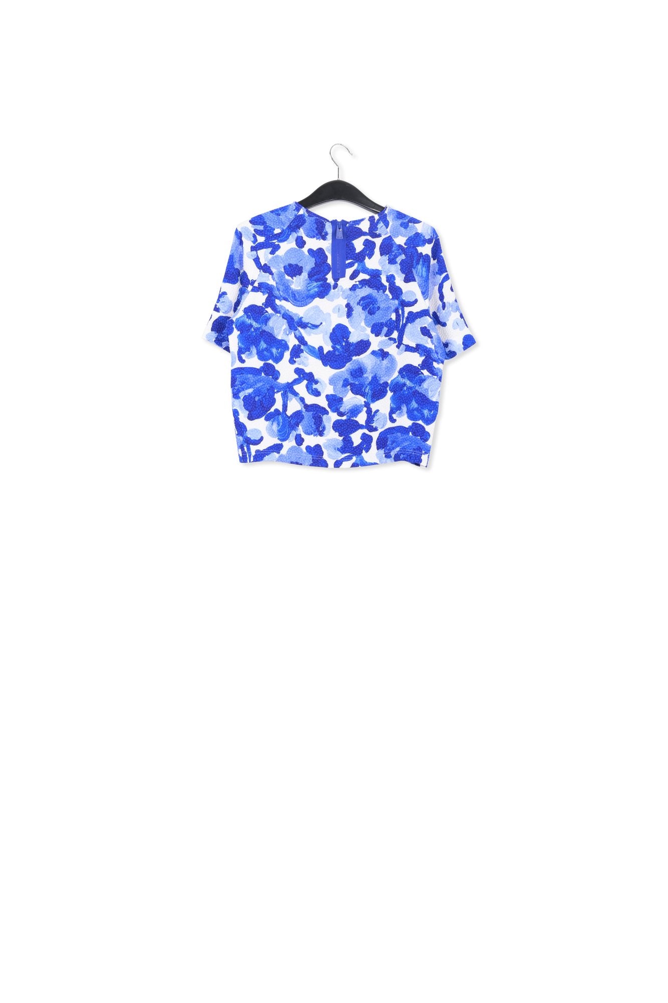 White and blue floral print oversized top RE—SSENTIEL | Essentiel second hand