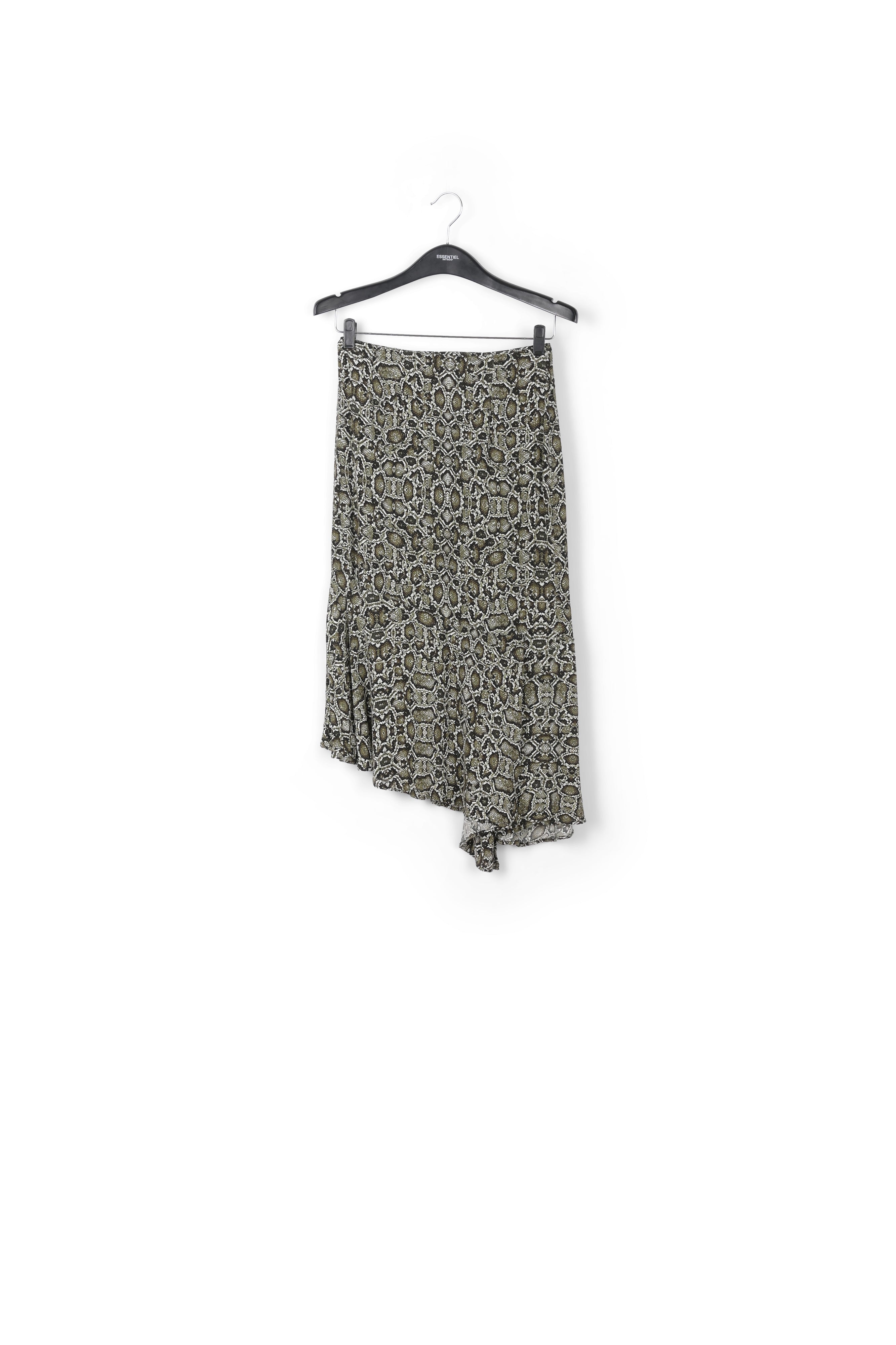 Kakigroene midirok met slangenprint RE—SSENTIEL | Essentiel second hand