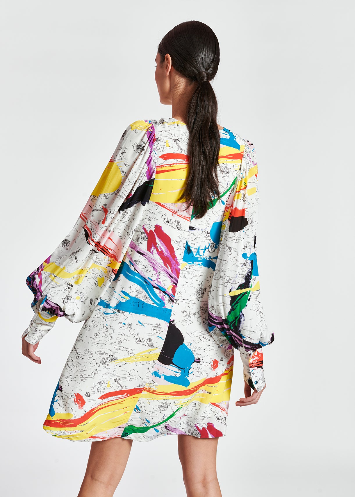 Mini robe blanc cassé à imprimé multicolore RE—SSENTIEL | Essentiel second hand