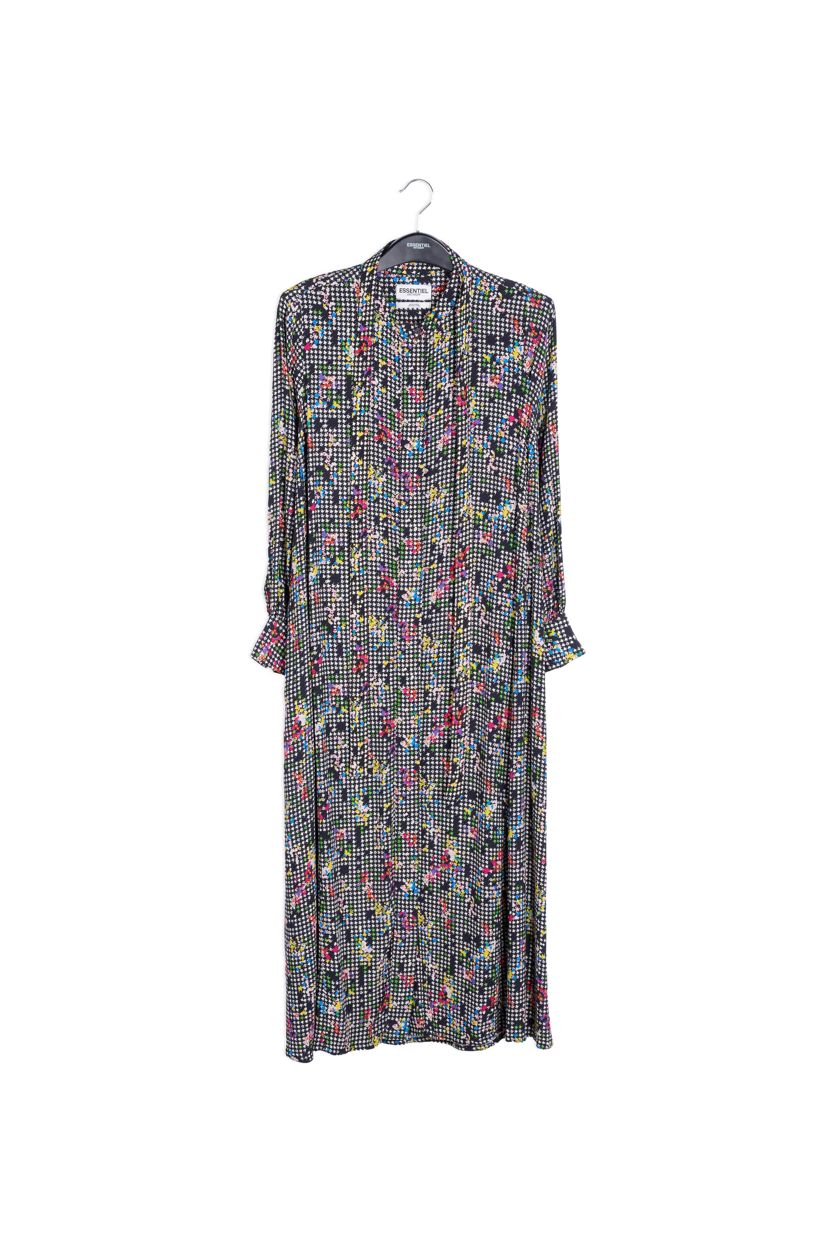 Hemdjurk met zwarte en witte pied-de-pouleprint RE—SSENTIEL | Essentiel second hand