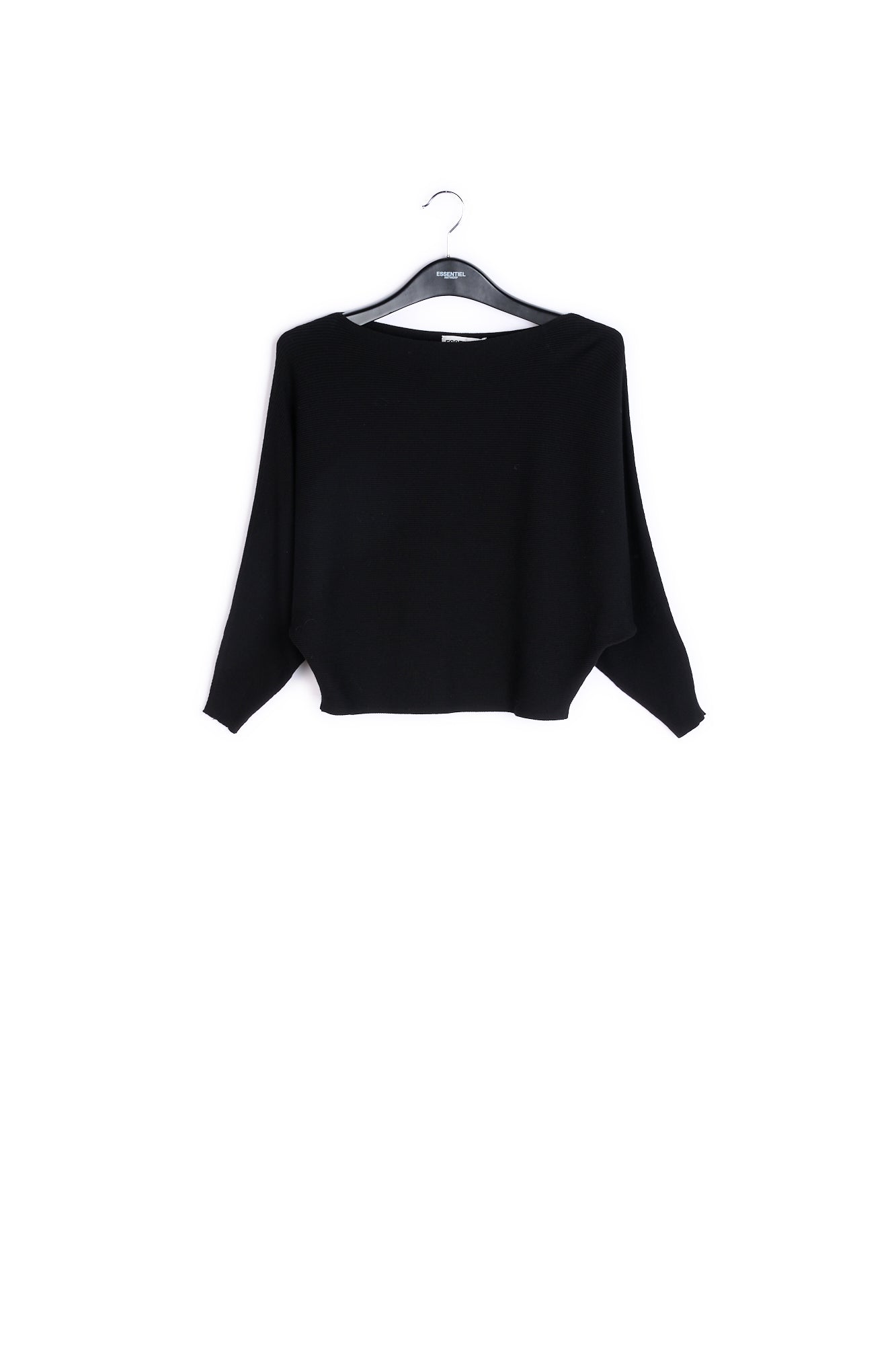 Black ribbed boat neck sweater RE—SSENTIEL | Essentiel second hand