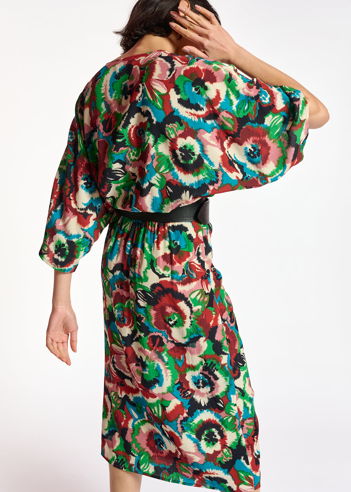 Multicolor kimono dress with floral print RE—SSENTIEL | Essentiel second hand