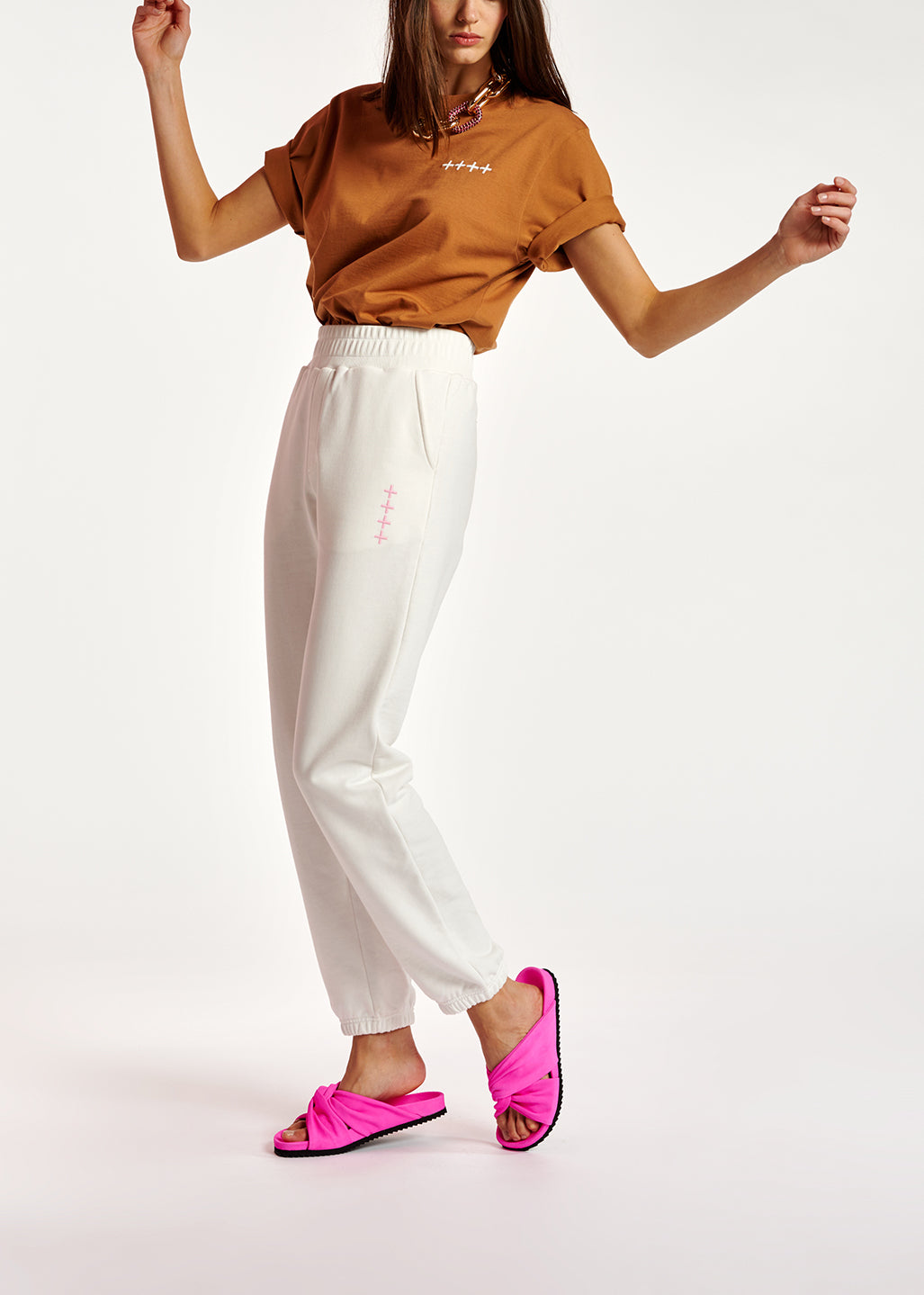 Off-white organic cotton-jersey sweatpants RE—SSENTIEL | Essentiel second hand