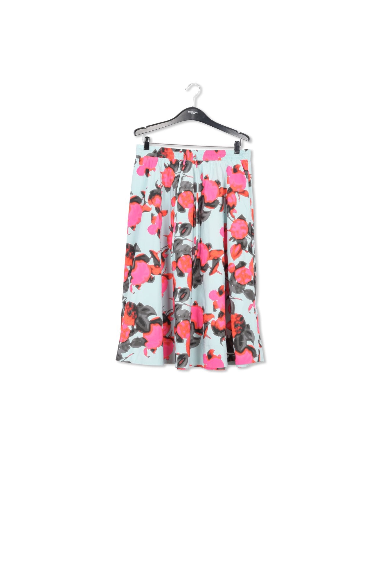 Light blue midi-length A-line skirt with floral print RE—SSENTIEL | Essentiel second hand