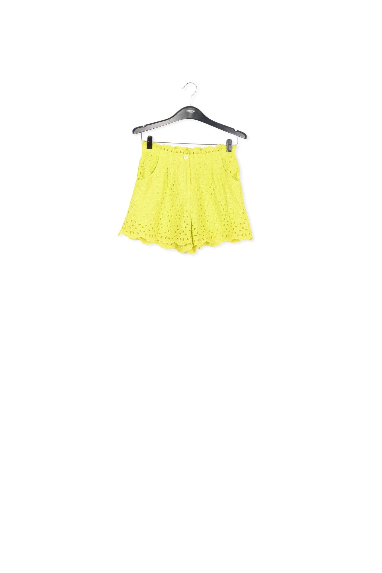 Lime green broderie anglaise cotton shorts RE—SSENTIEL | Essentiel second hand