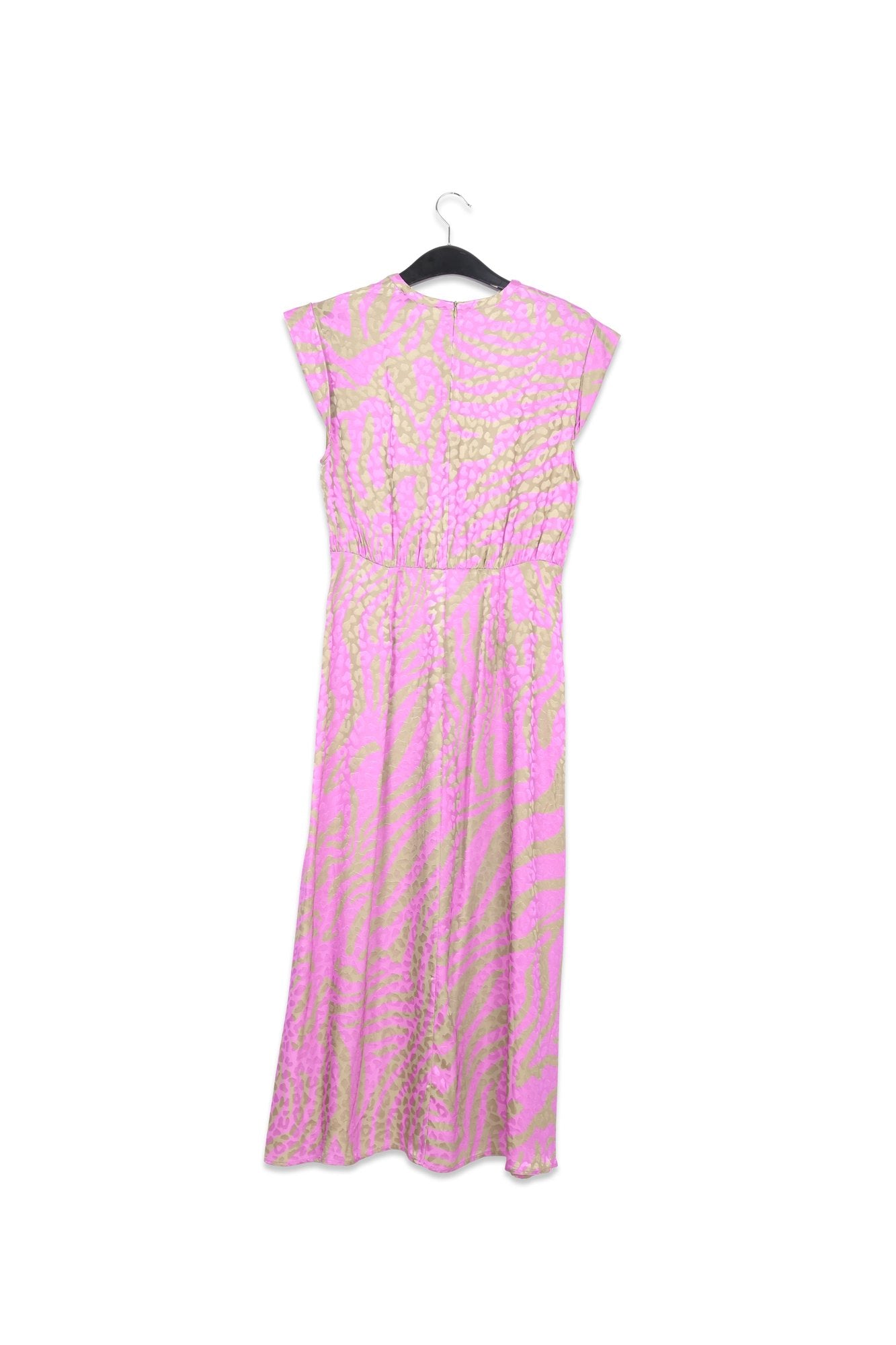 Burgundy and ecru zebra-print midi dress RE—SSENTIEL | Essentiel second hand