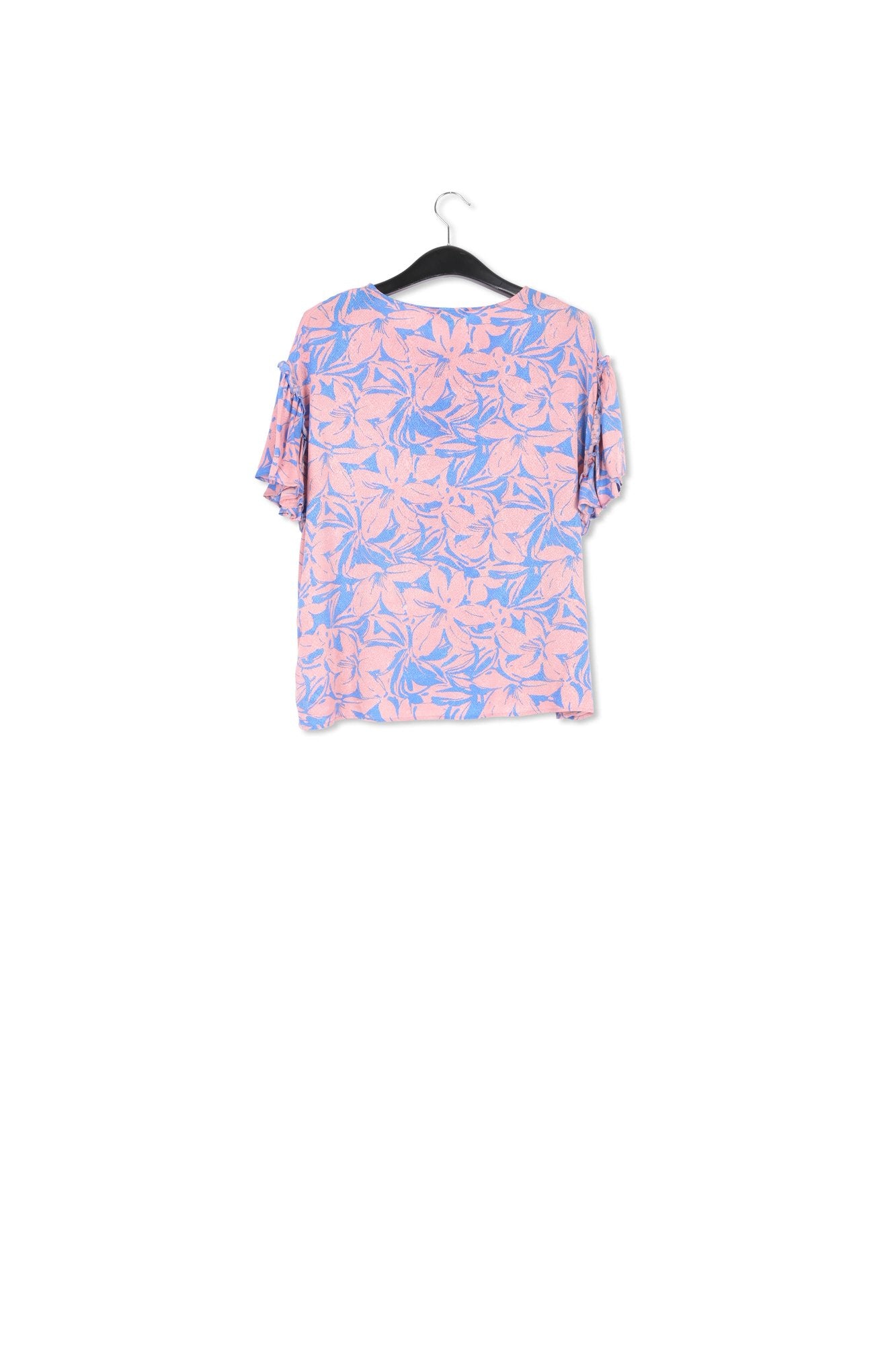 Light pink and floral short-sleeved top RE—SSENTIEL | Essentiel second hand