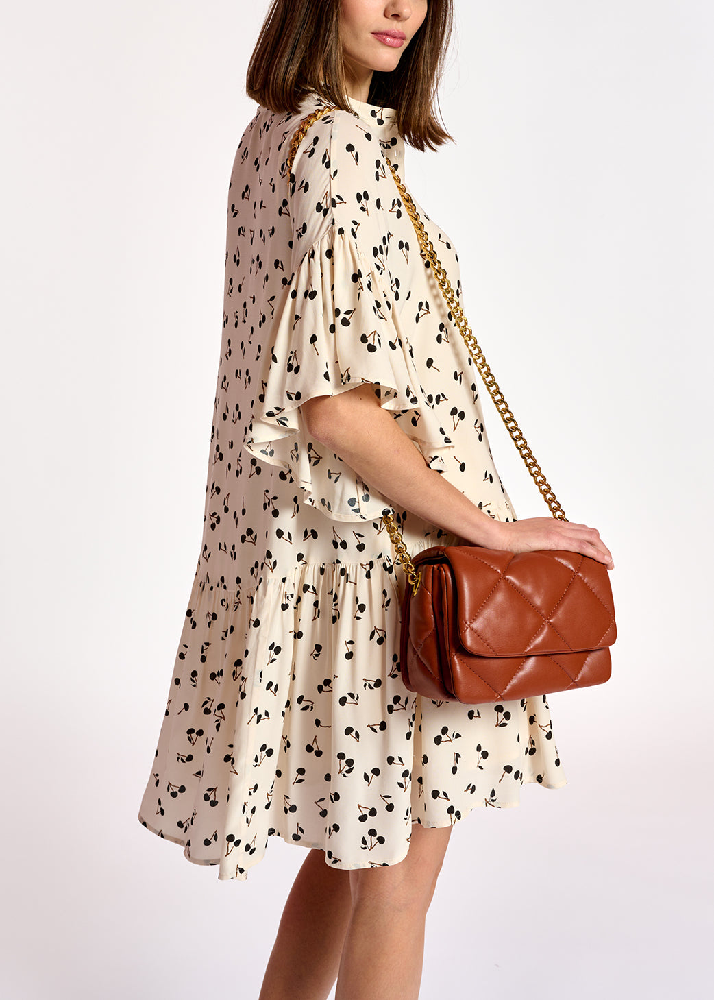 Gebroken witte mini-jurk met kersenprint RE—SSENTIEL | Essentiel second hand