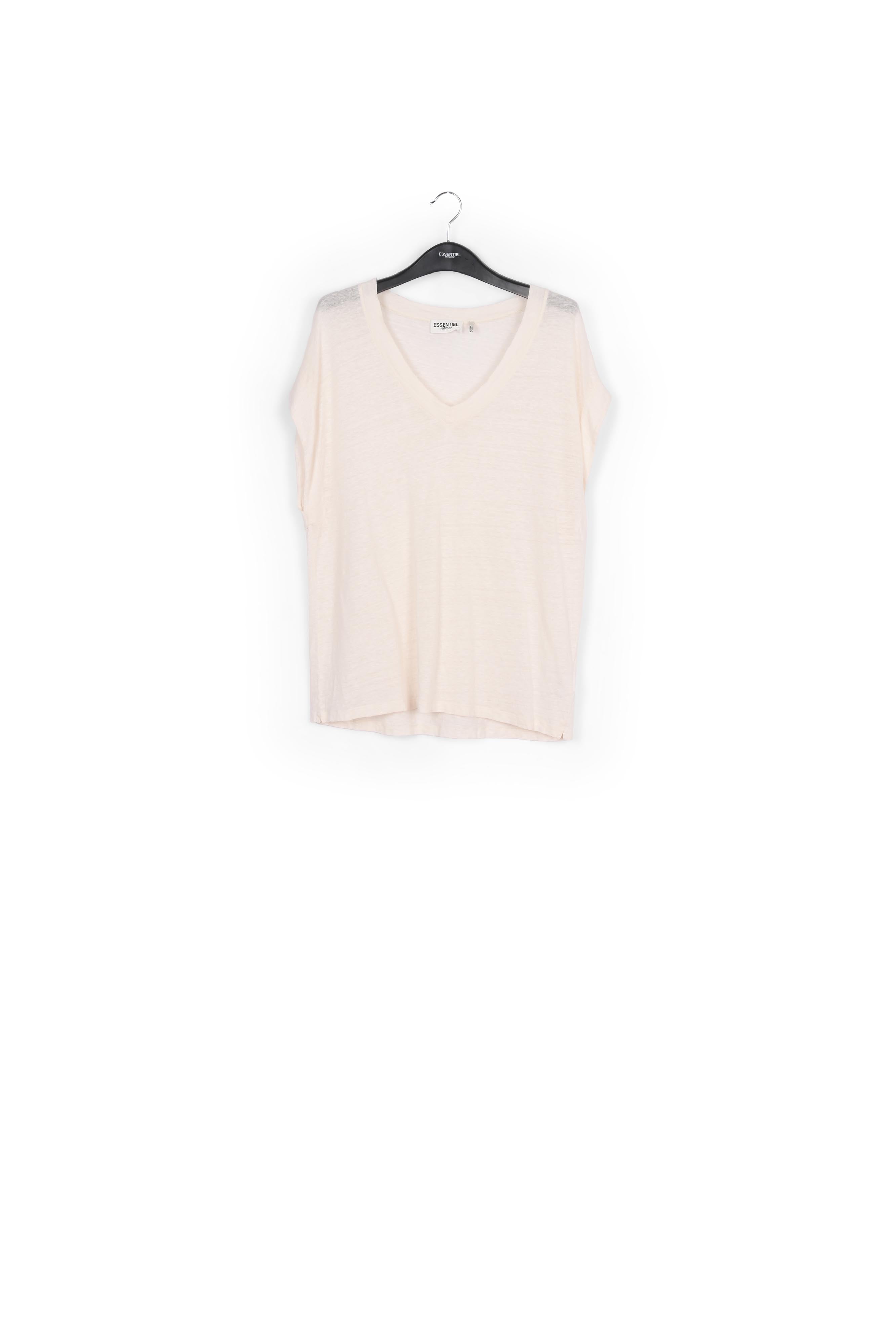 Off-white linen v-neck t-shirt RE—SSENTIEL | Essentiel second hand