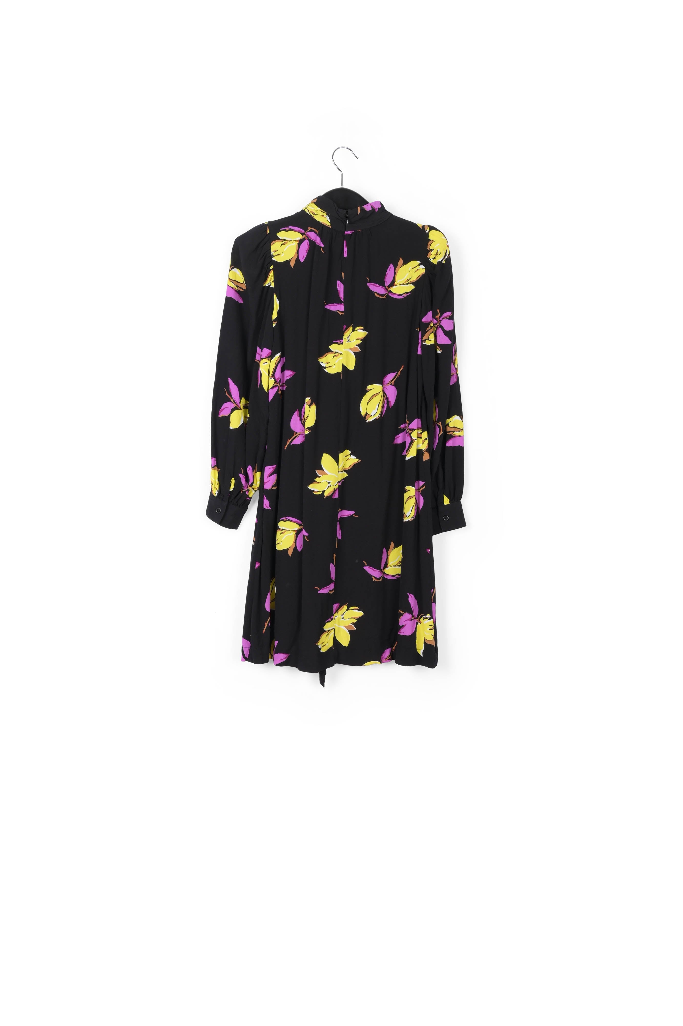 Black floral-printed mini dress RE—SSENTIEL | Essentiel second hand