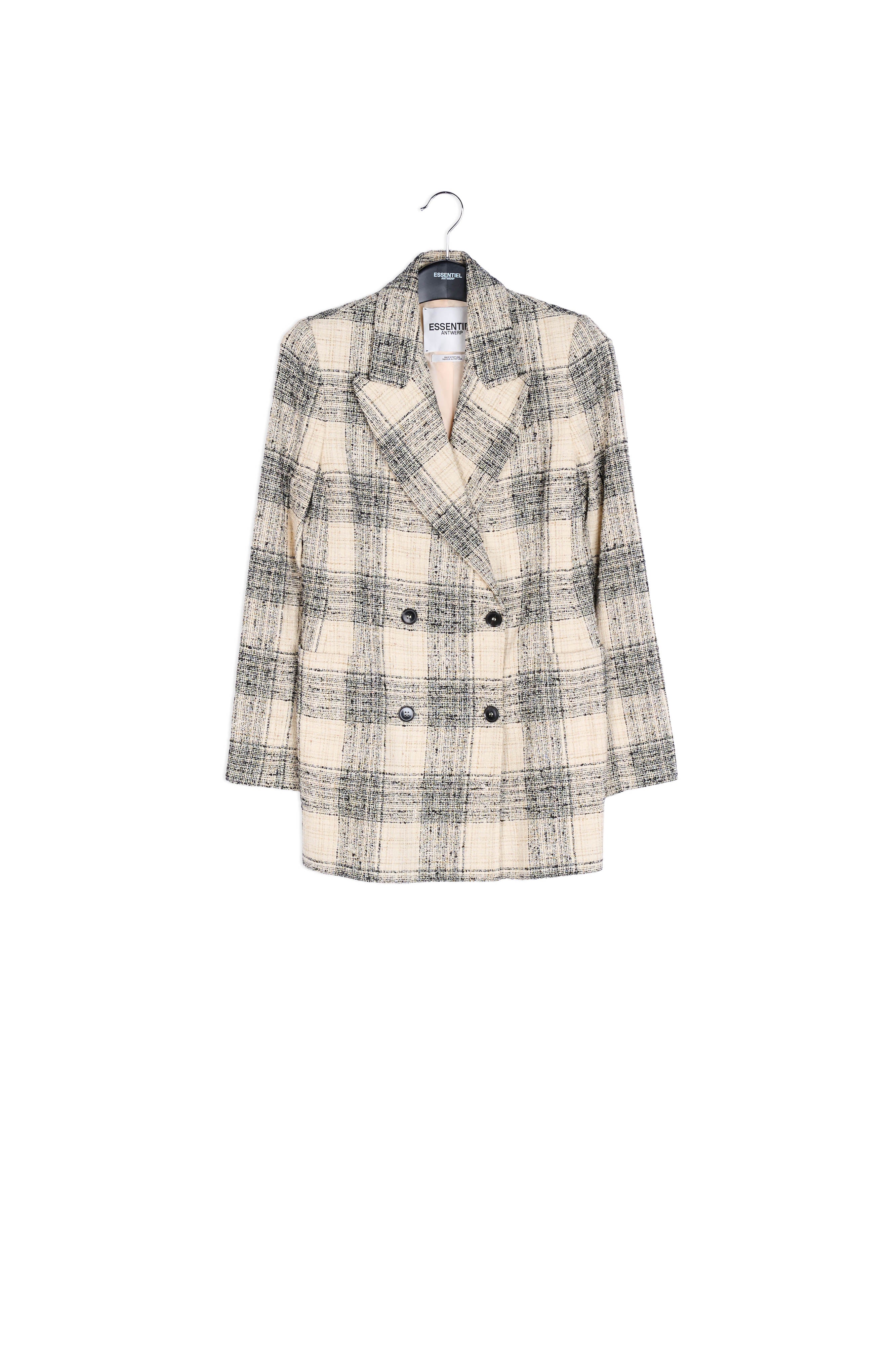 Off-white oversized checked tweed blazer RE—SSENTIEL | Essentiel second hand