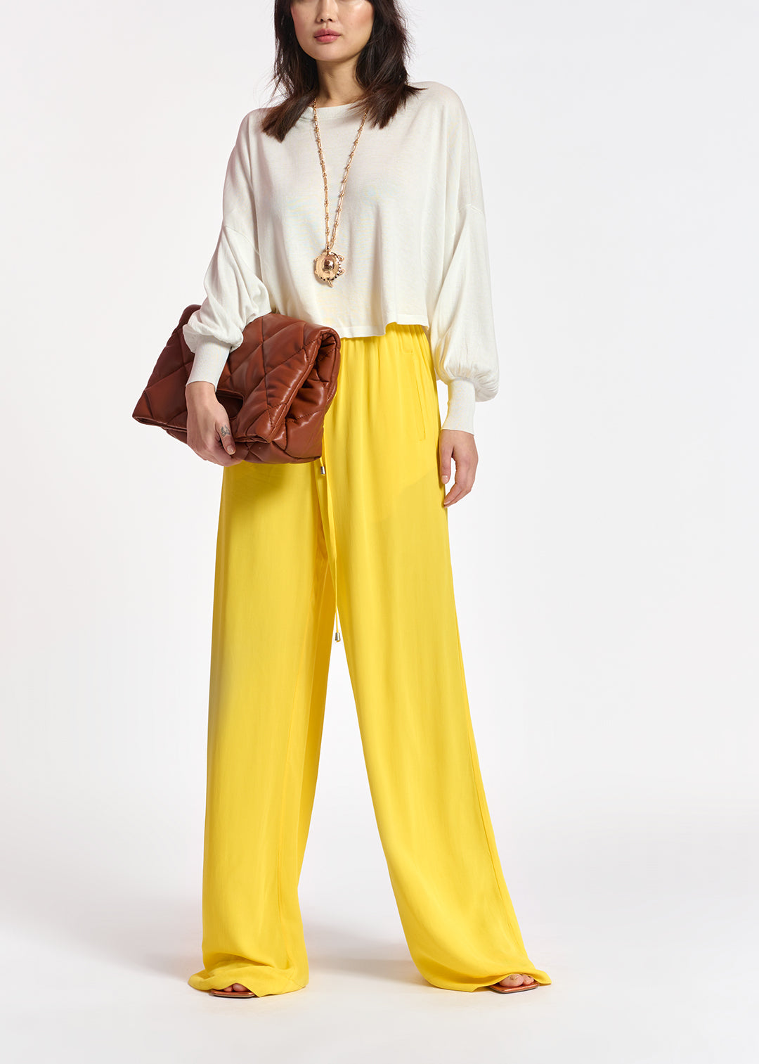 Yellow wide-leg pants RE—SSENTIEL | Essentiel second hand