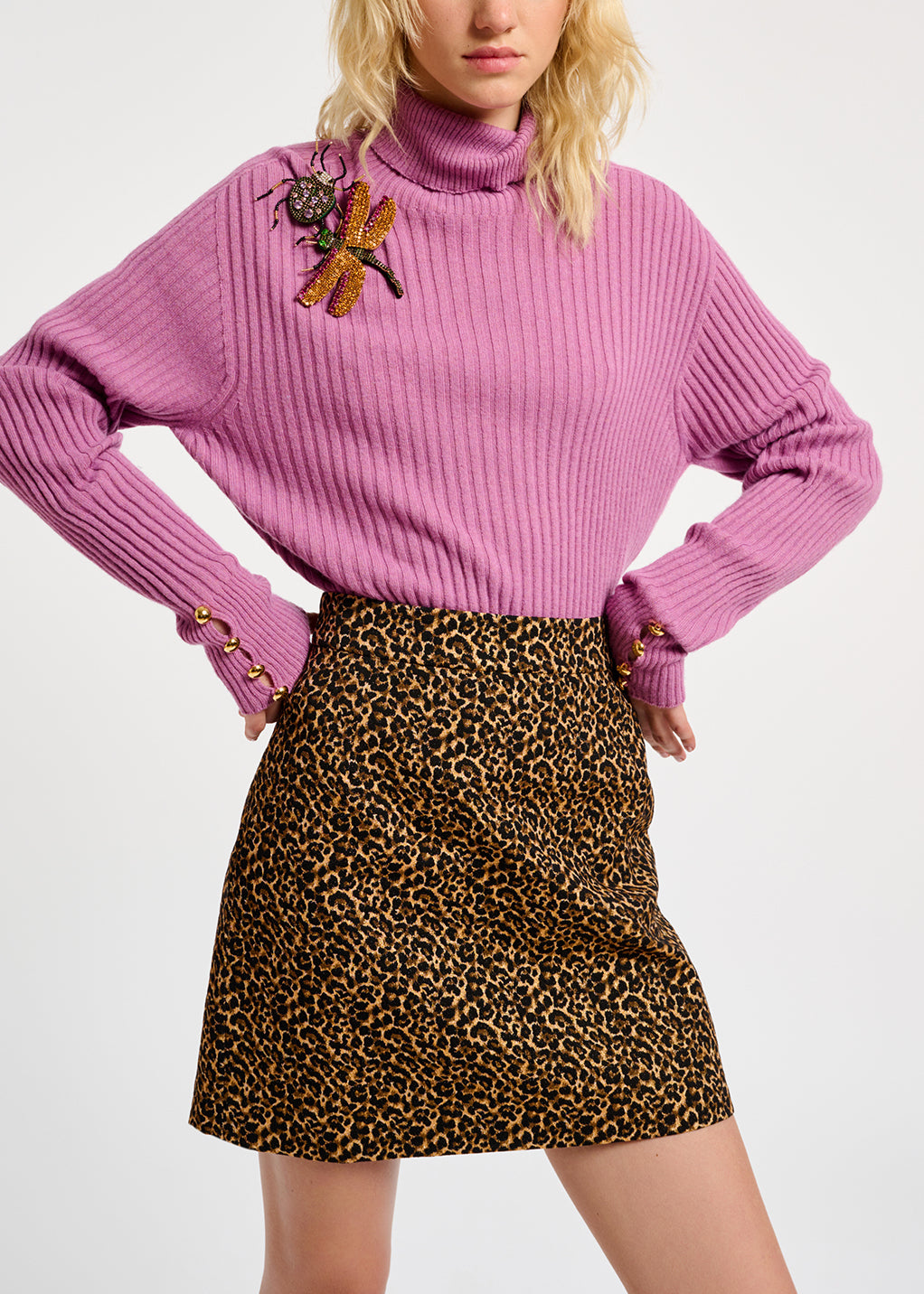 Mini-jupe en jacquard léopard RE—SSENTIEL | Essentiel second hand