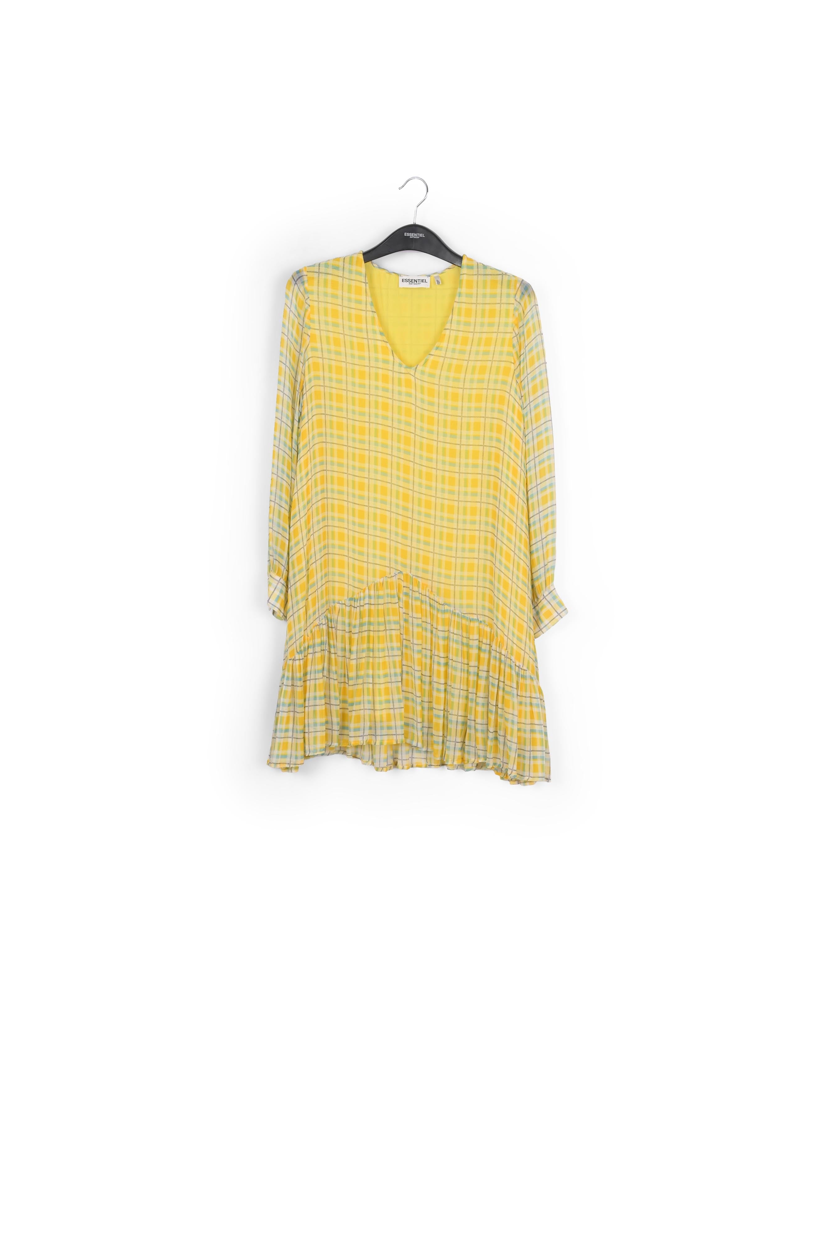 Yellow and light blue check mini dress RE—SSENTIEL | Essentiel second hand