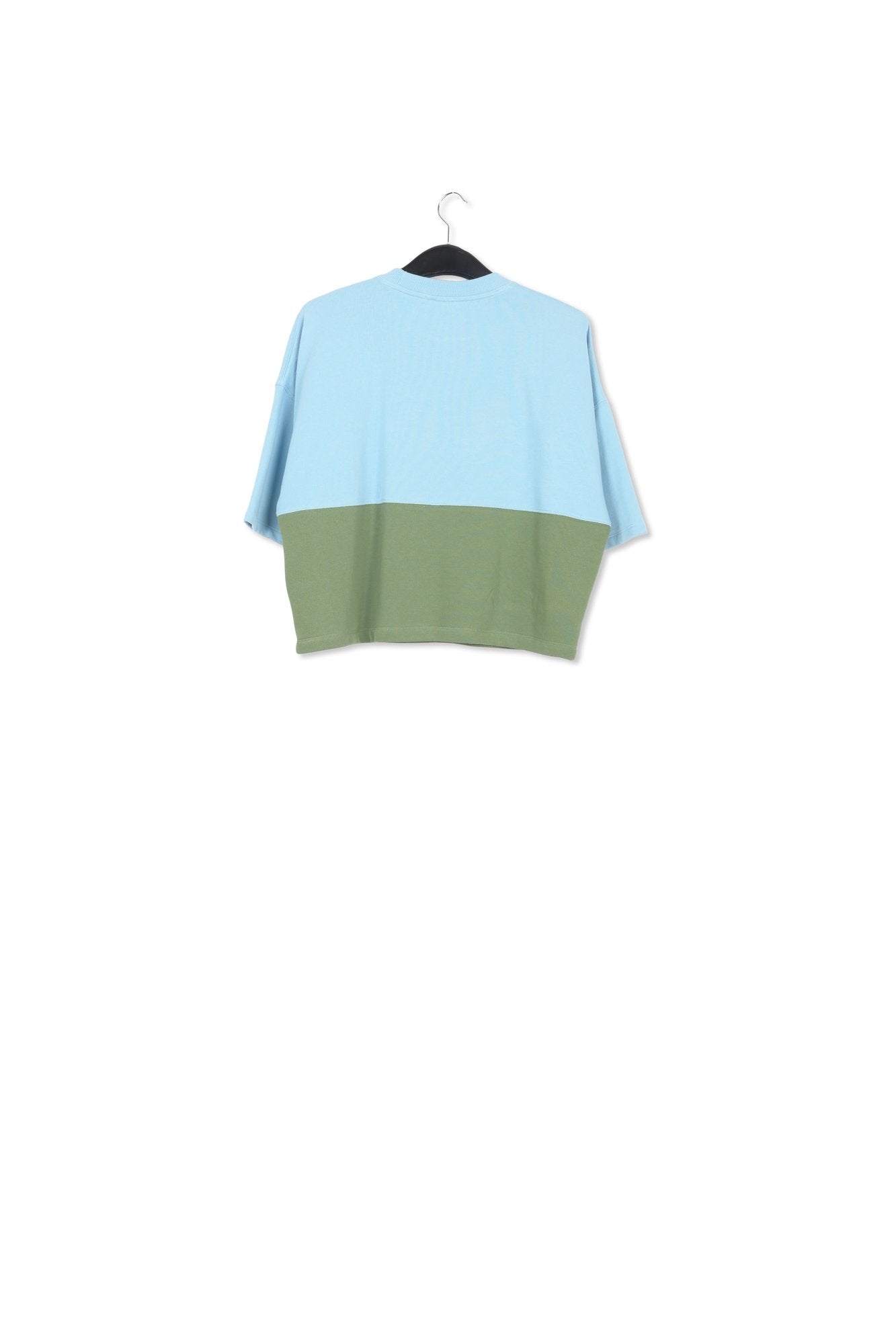 Sweatshirt bleu et vert foncé à manches courtes et paillettes RE—SSENTIEL | Essentiel second hand