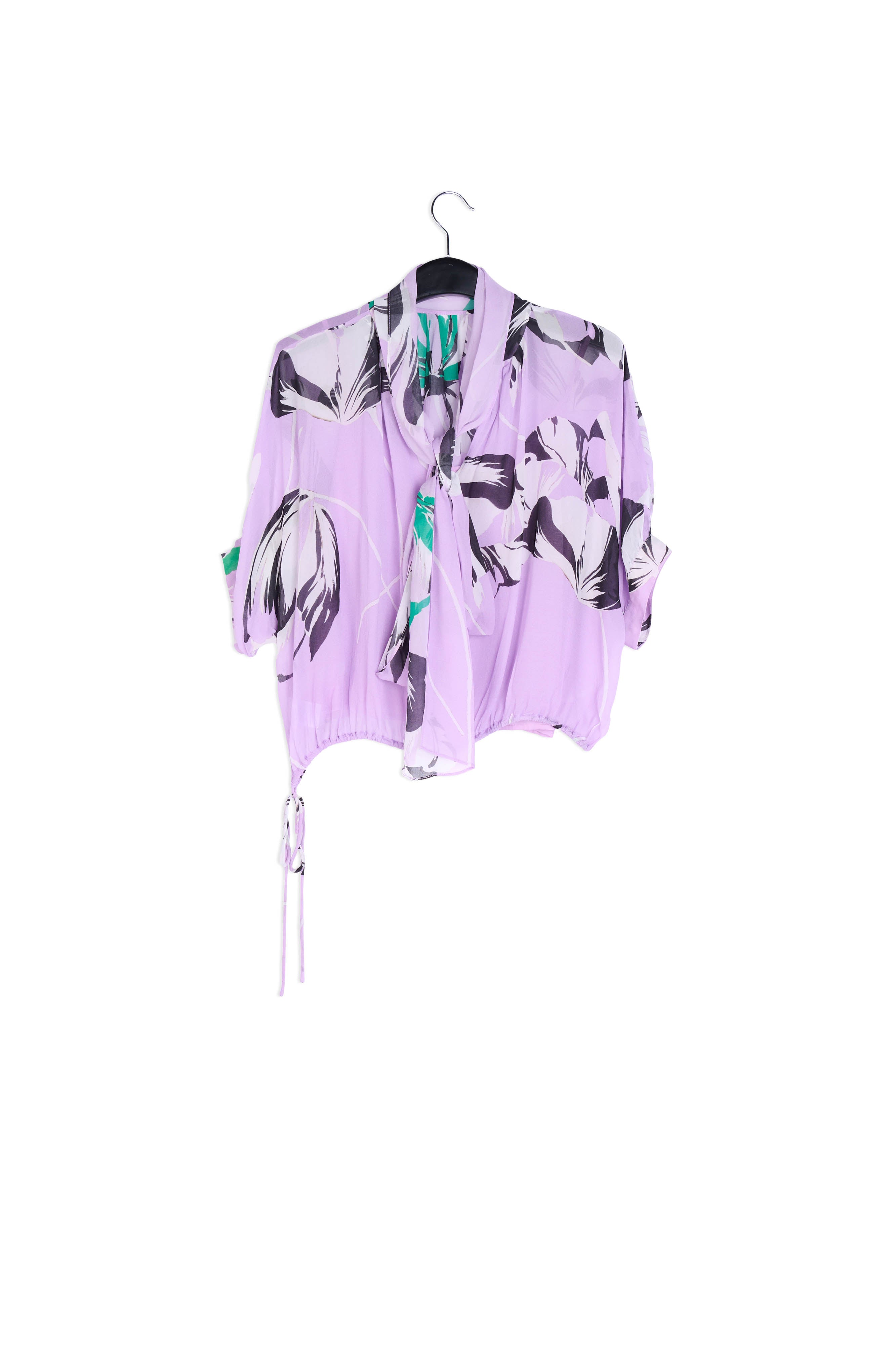 Lilac voluminous floral-print sheer top RE—SSENTIEL | Essentiel second hand