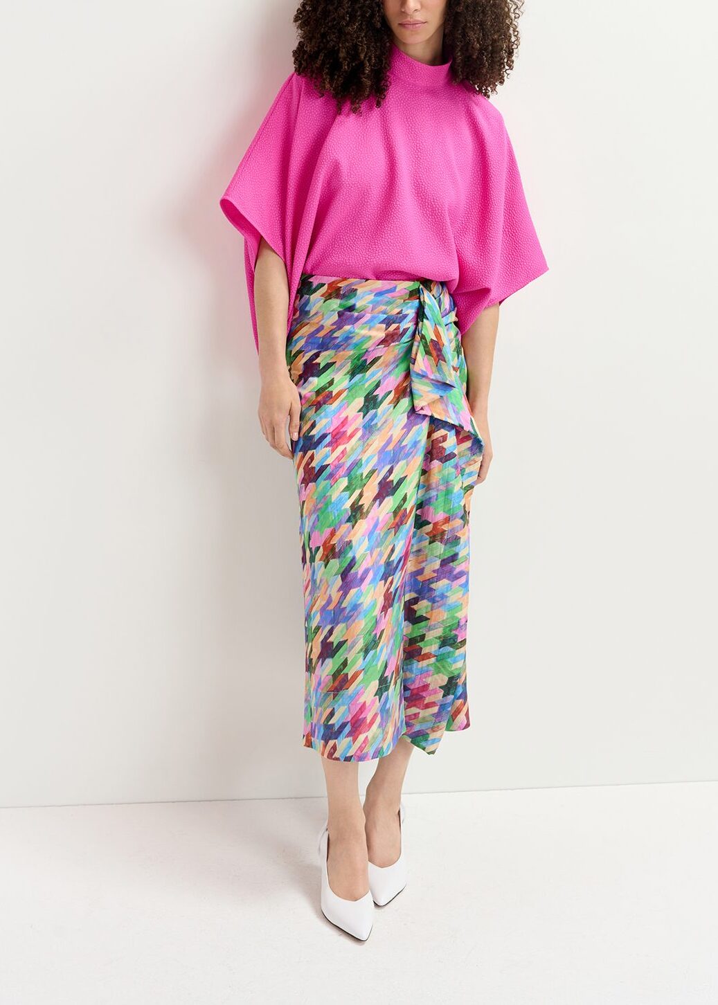 Fuchsia oversized top met opstaande kraag RE—SSENTIEL | Essentiel second hand