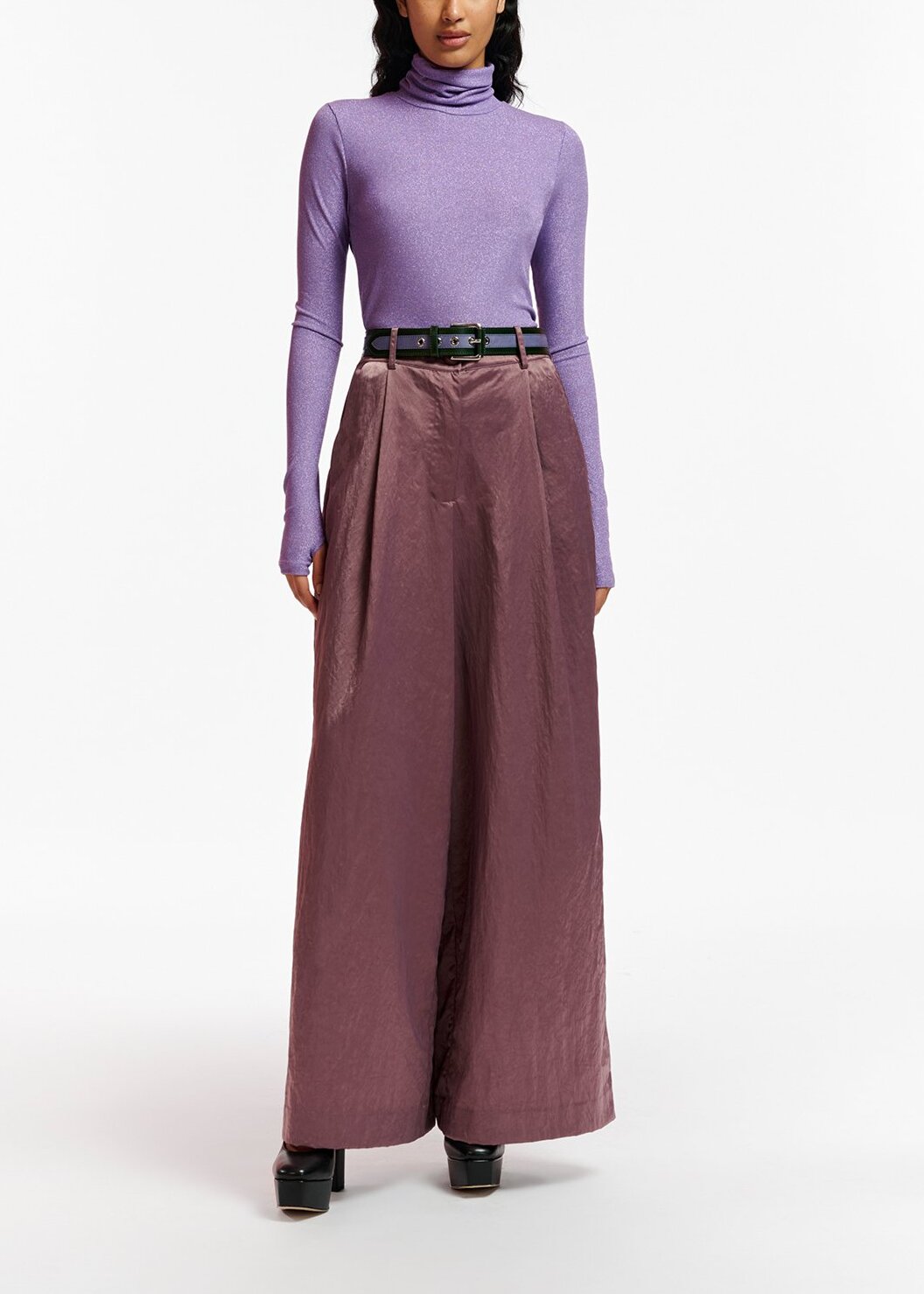 Lilac lurex turtleneck top RE—SSENTIEL | Essentiel second hand