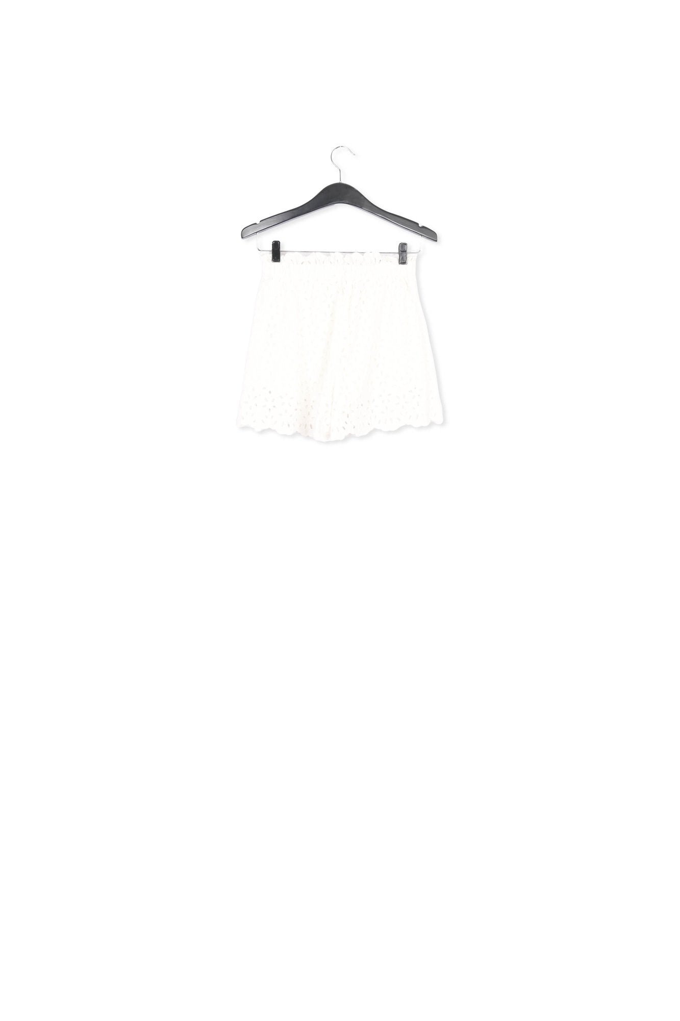 White broderie anglaise cotton shorts RE—SSENTIEL | Essentiel second hand