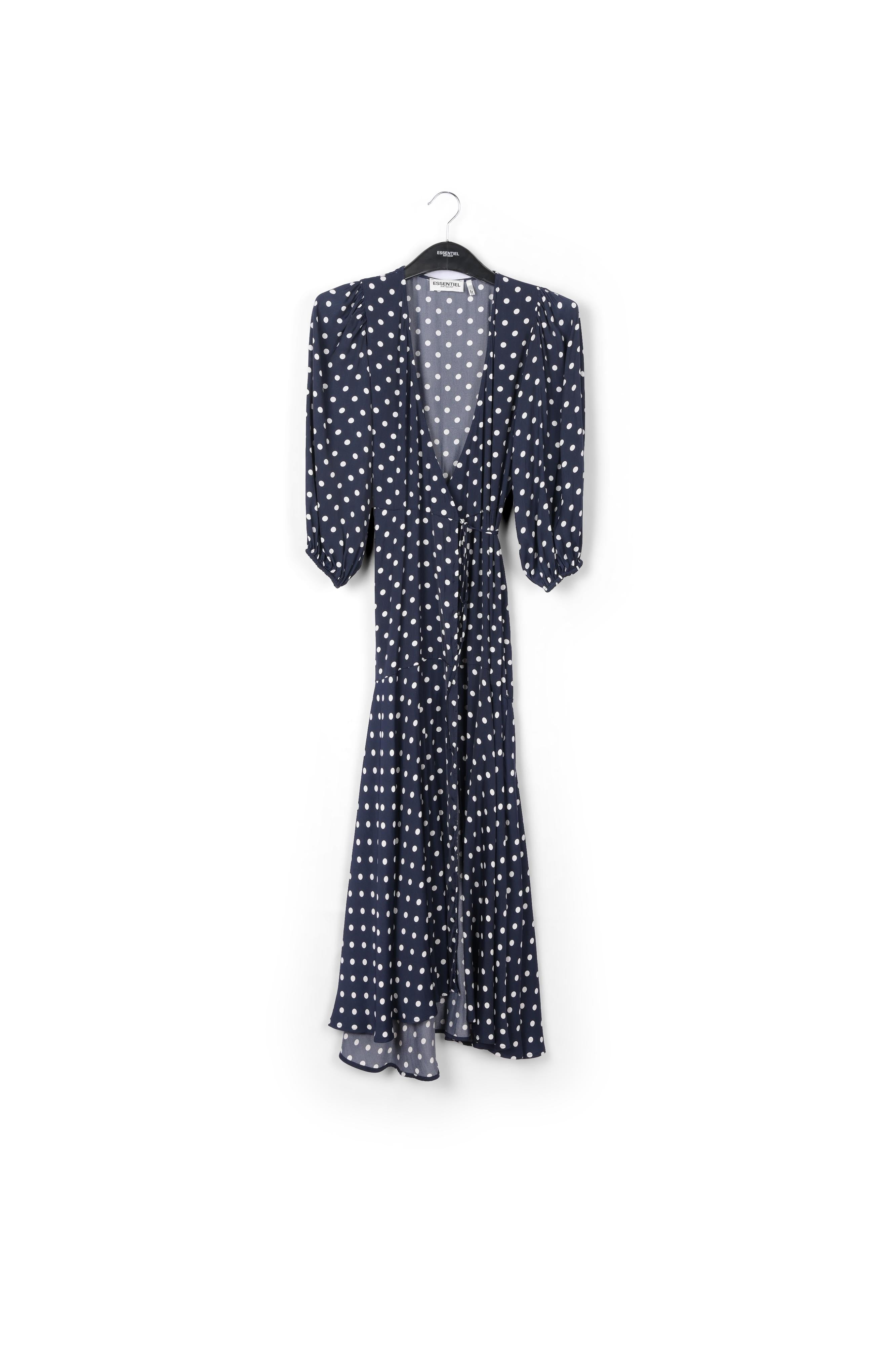 Dark blue polka dot wrap maxi dress RE—SSENTIEL | Essentiel second hand