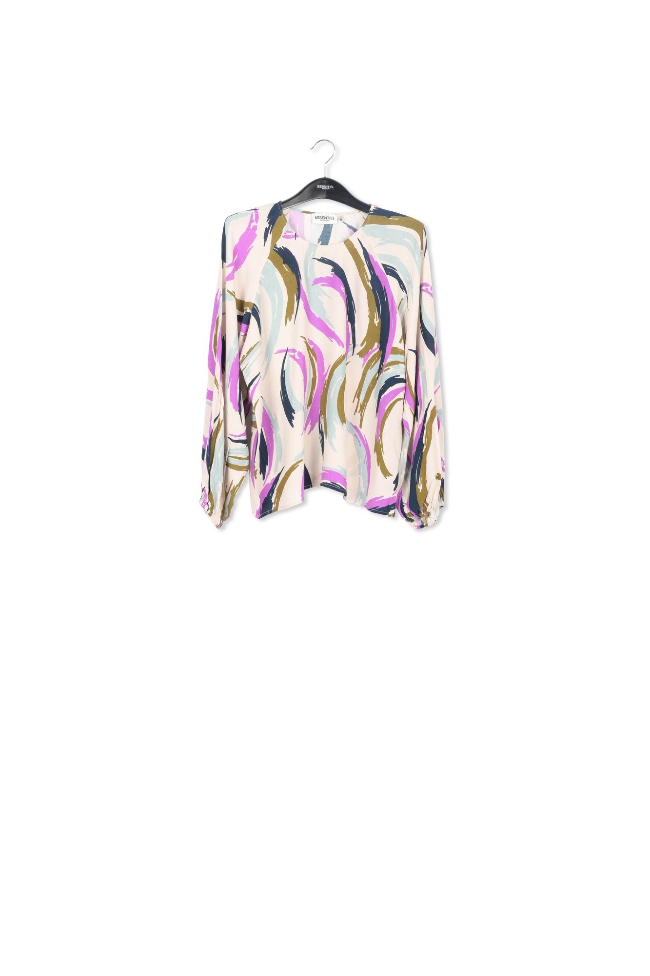 Black relaxed-fit top with abstract print RE—SSENTIEL | Essentiel second hand