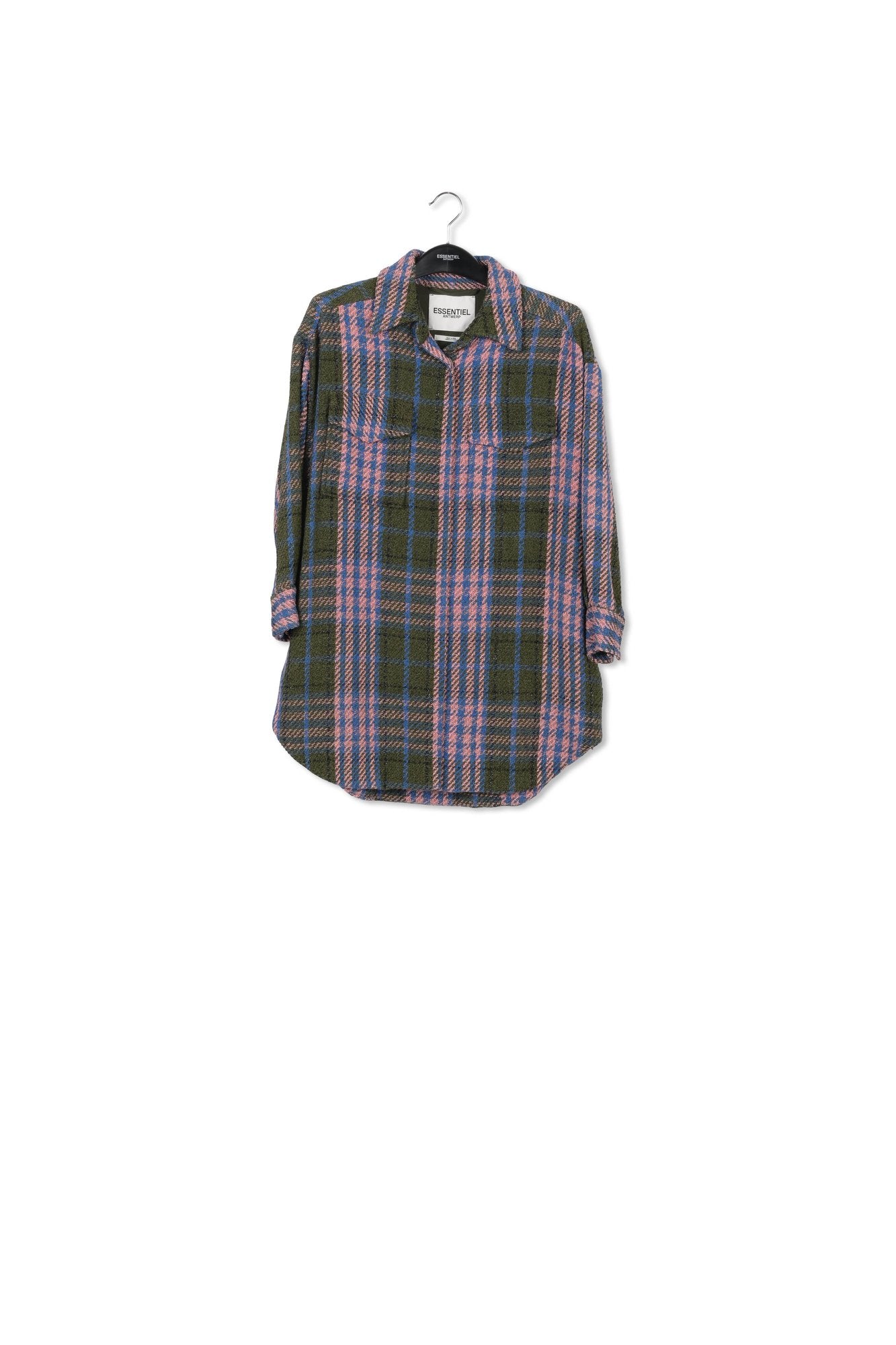 Khaki checked textured overshirt RE—SSENTIEL | Essentiel second hand