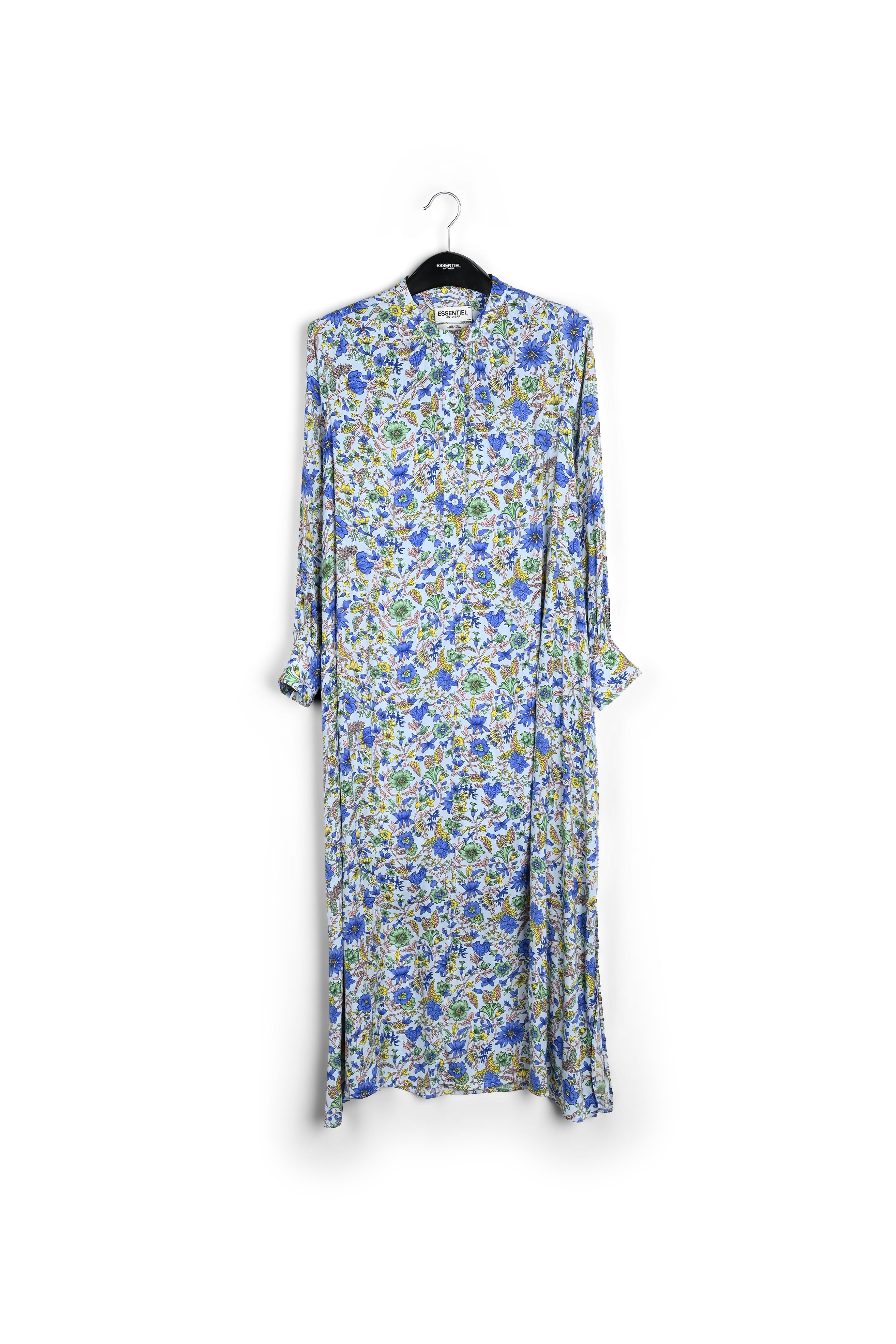 Light blue floral-print shirt dress RE—SSENTIEL | Essentiel second hand