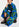Blue, black and green abstract print midi dress Faume - seconde main