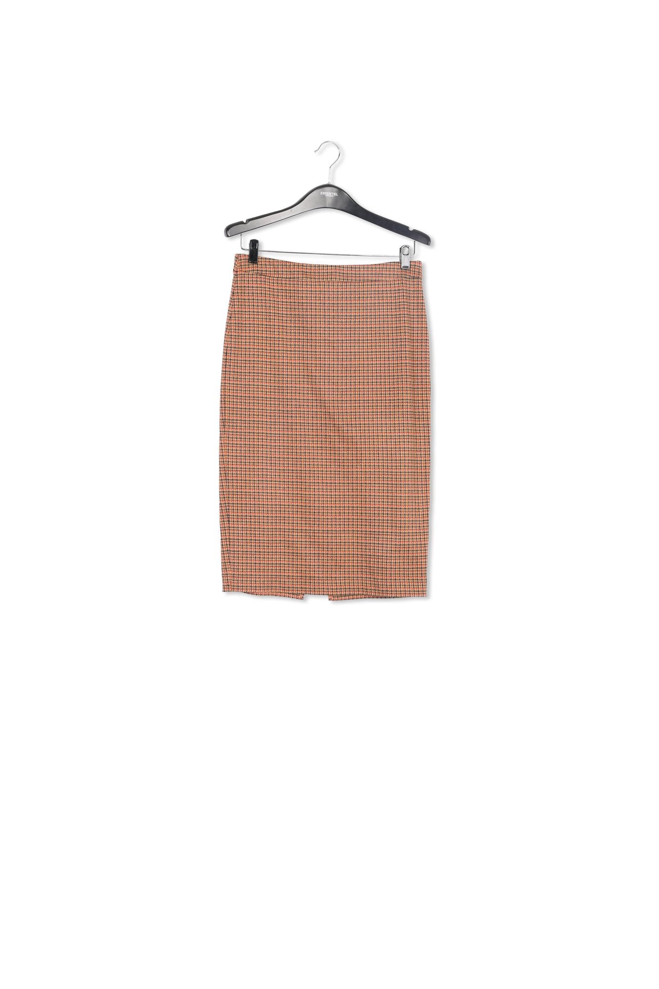 Off-white and orange houndstooth motif pencil skirt RE—SSENTIEL | Essentiel second hand