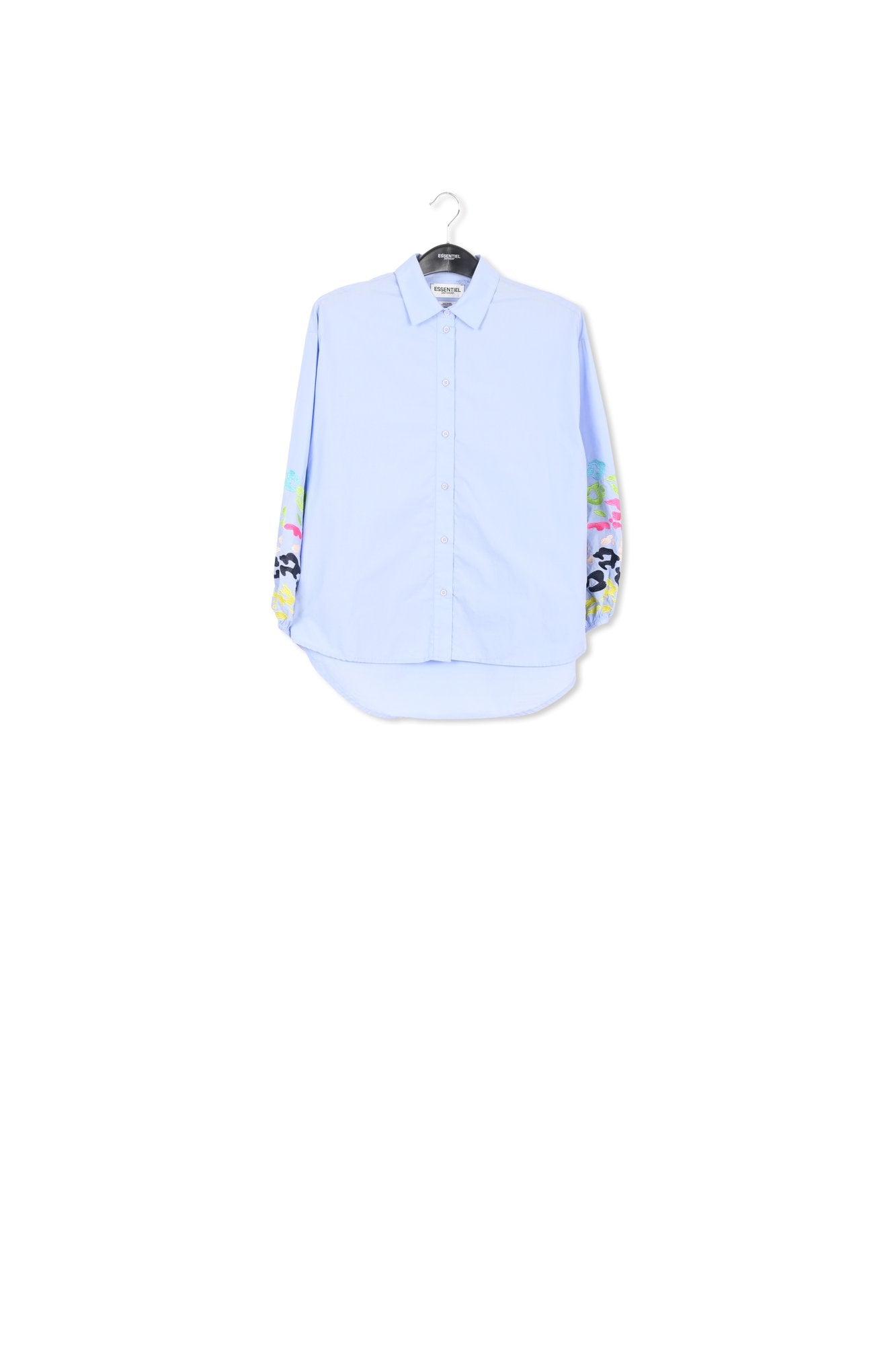 Chemise en coton bleu à  broderies RE—SSENTIEL | Essentiel second hand