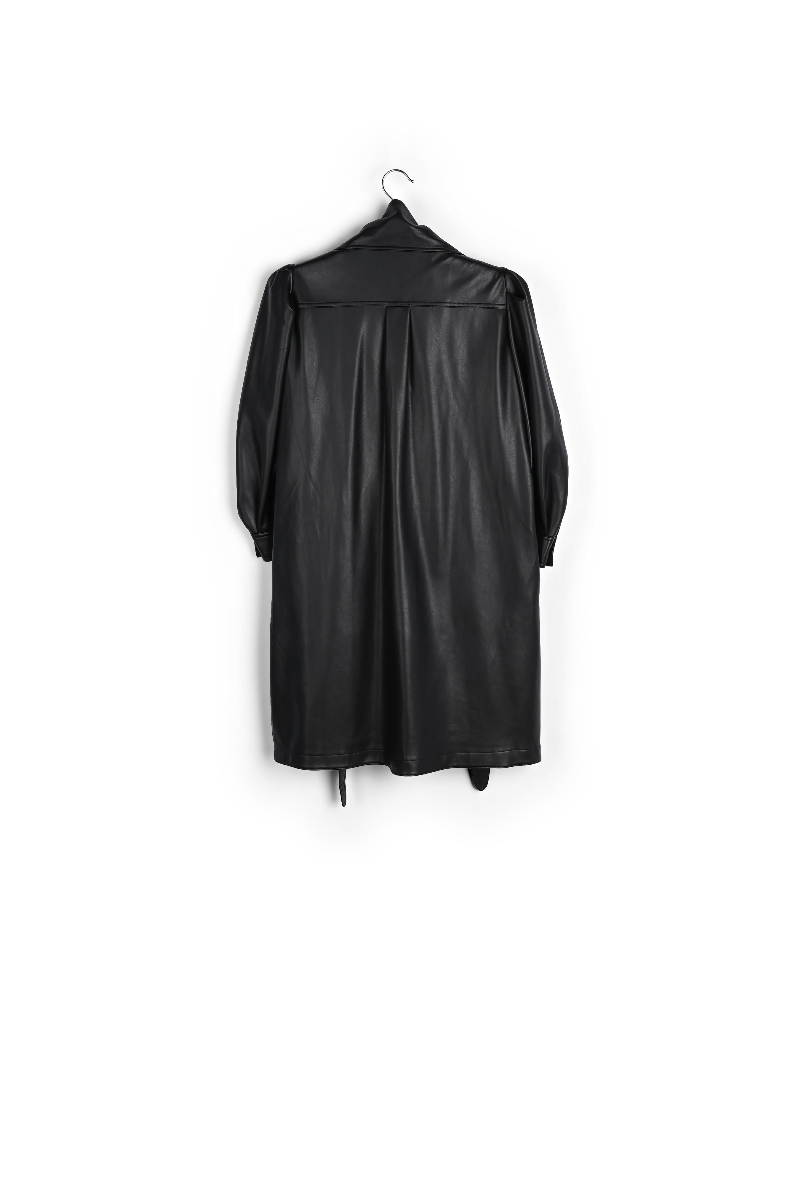 Zwarte faux leren mini-jurk met riem RE—SSENTIEL | Essentiel second hand