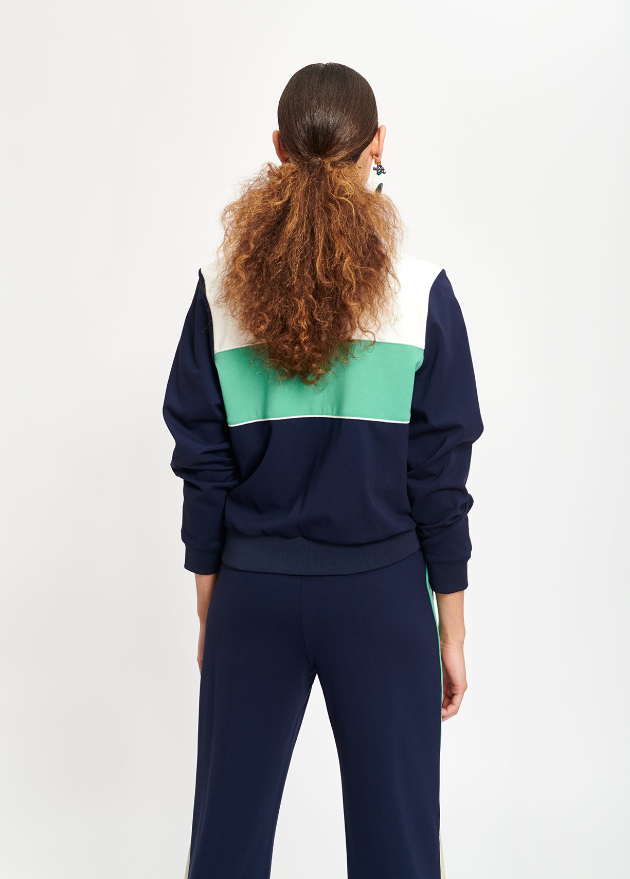 Navy blue, teal and white track jacket RE—SSENTIEL | Essentiel second hand
