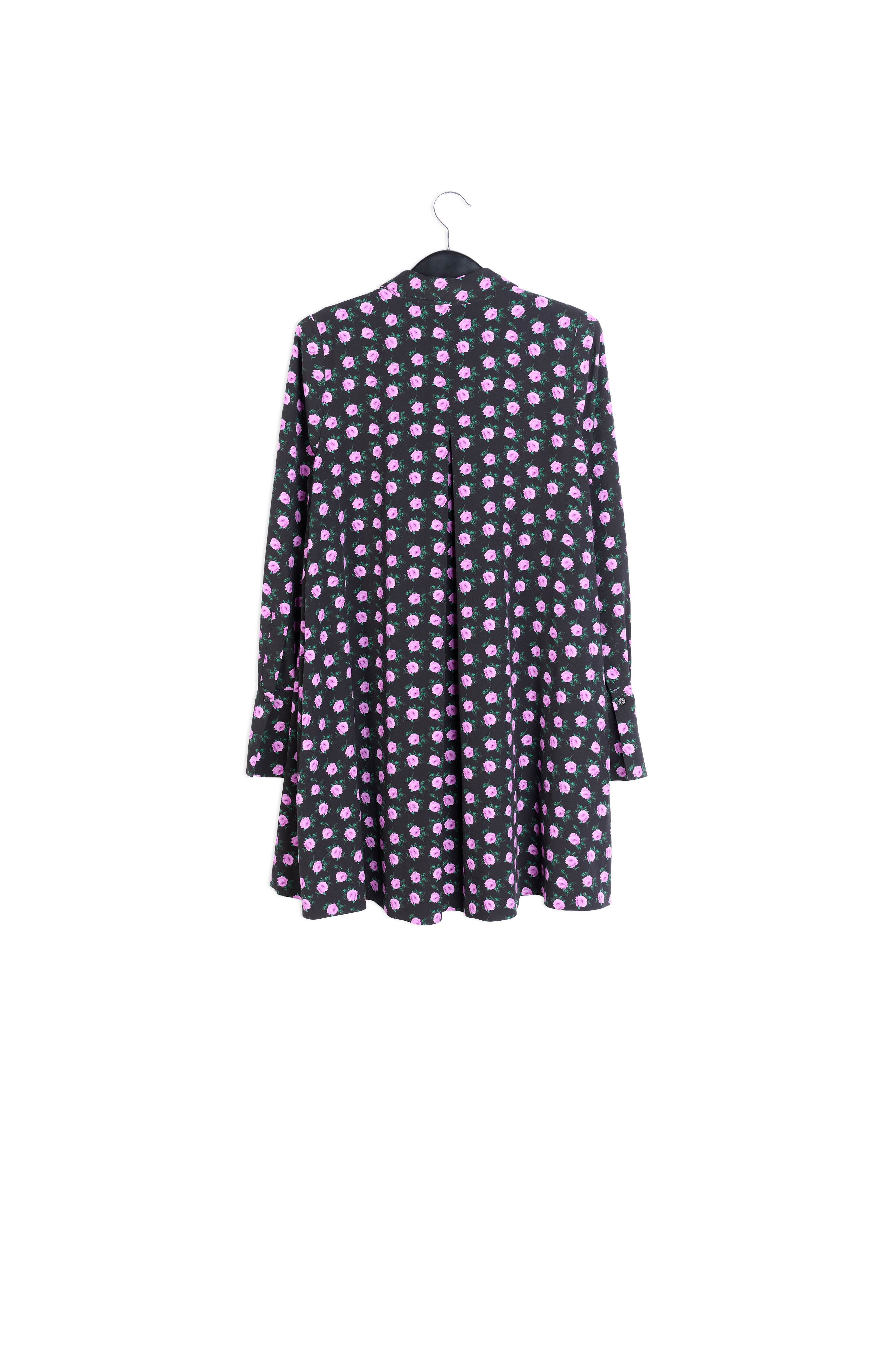 Zwarte a-lijn mini-jurk met bloemenprint RE—SSENTIEL | Essentiel second hand