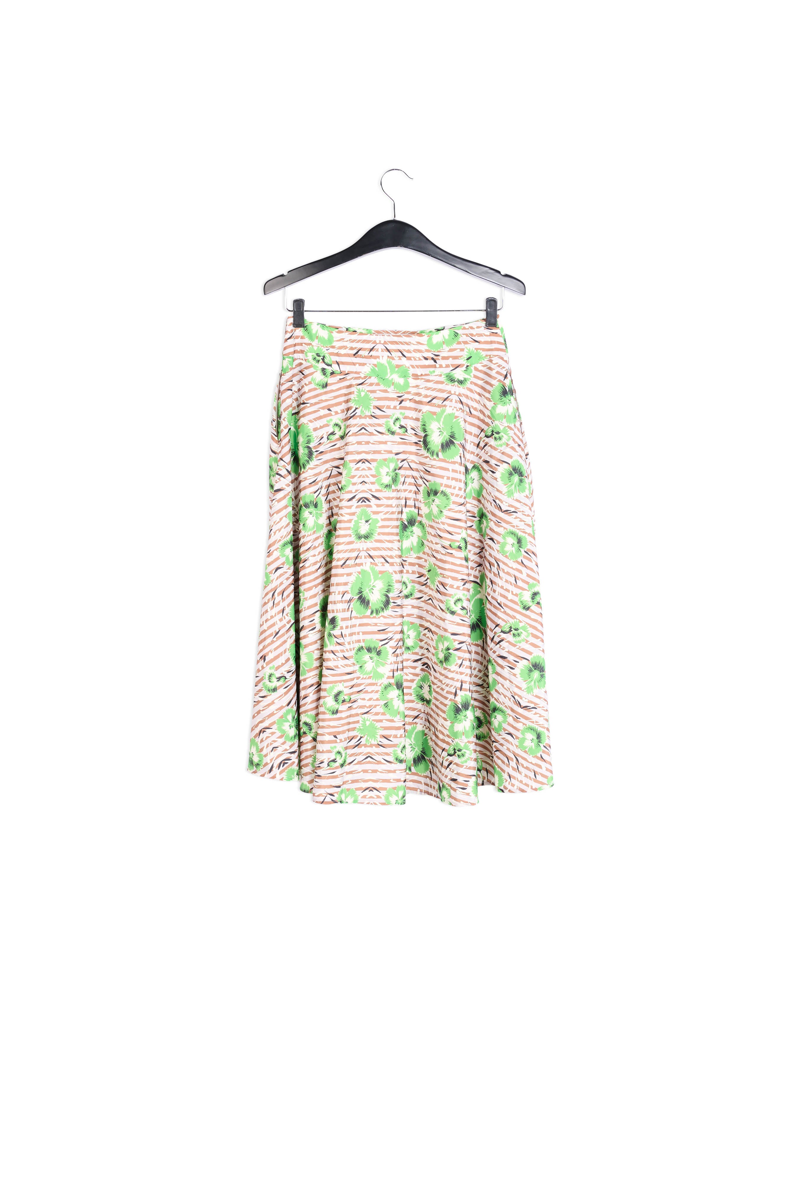 Jupe trapèze à rayures et fleurs rouges RE—SSENTIEL | Essentiel second hand